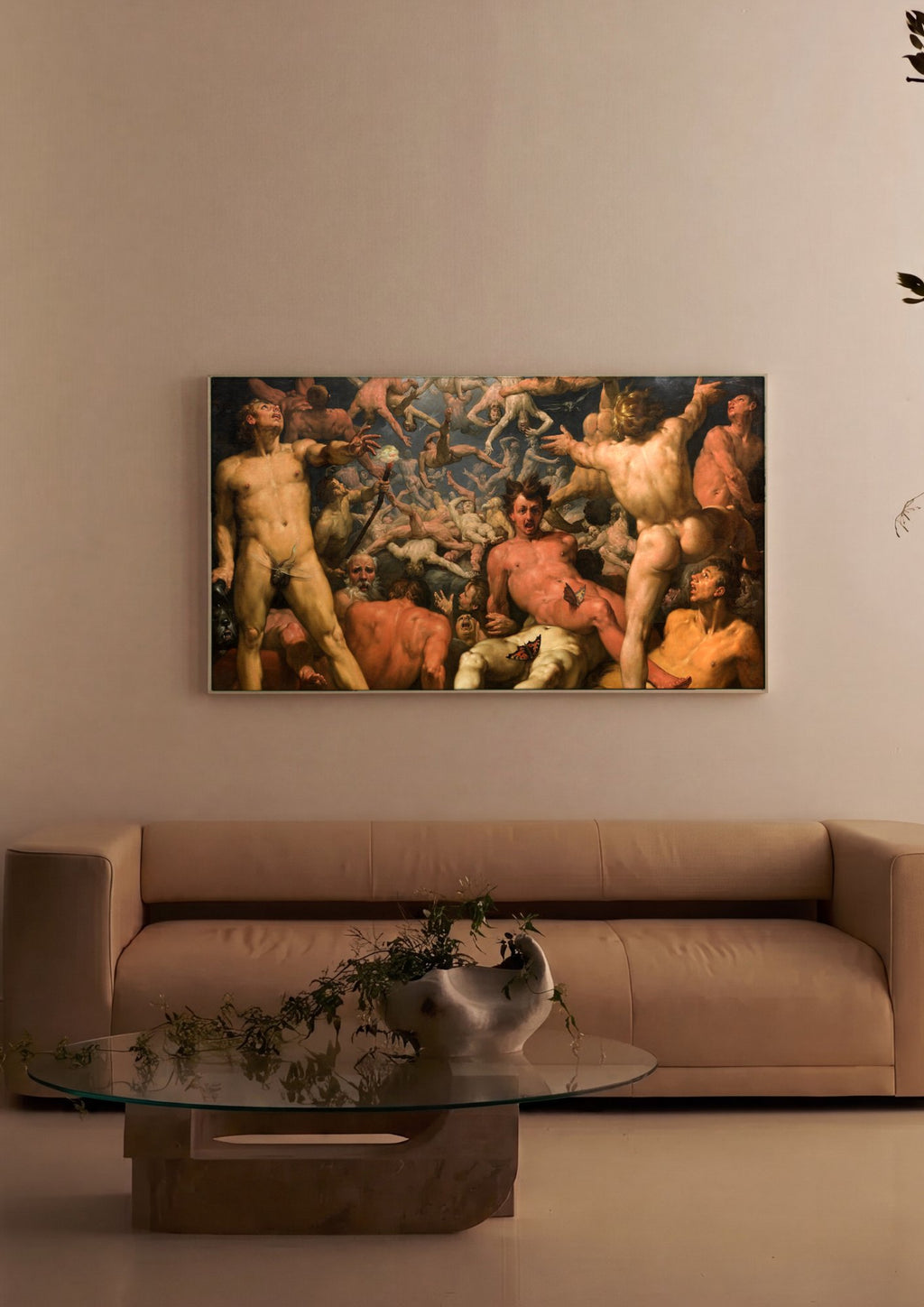 Quadro Decorativo A Queda dos Anjos Rebeldes - Rubens em ambiente decorado