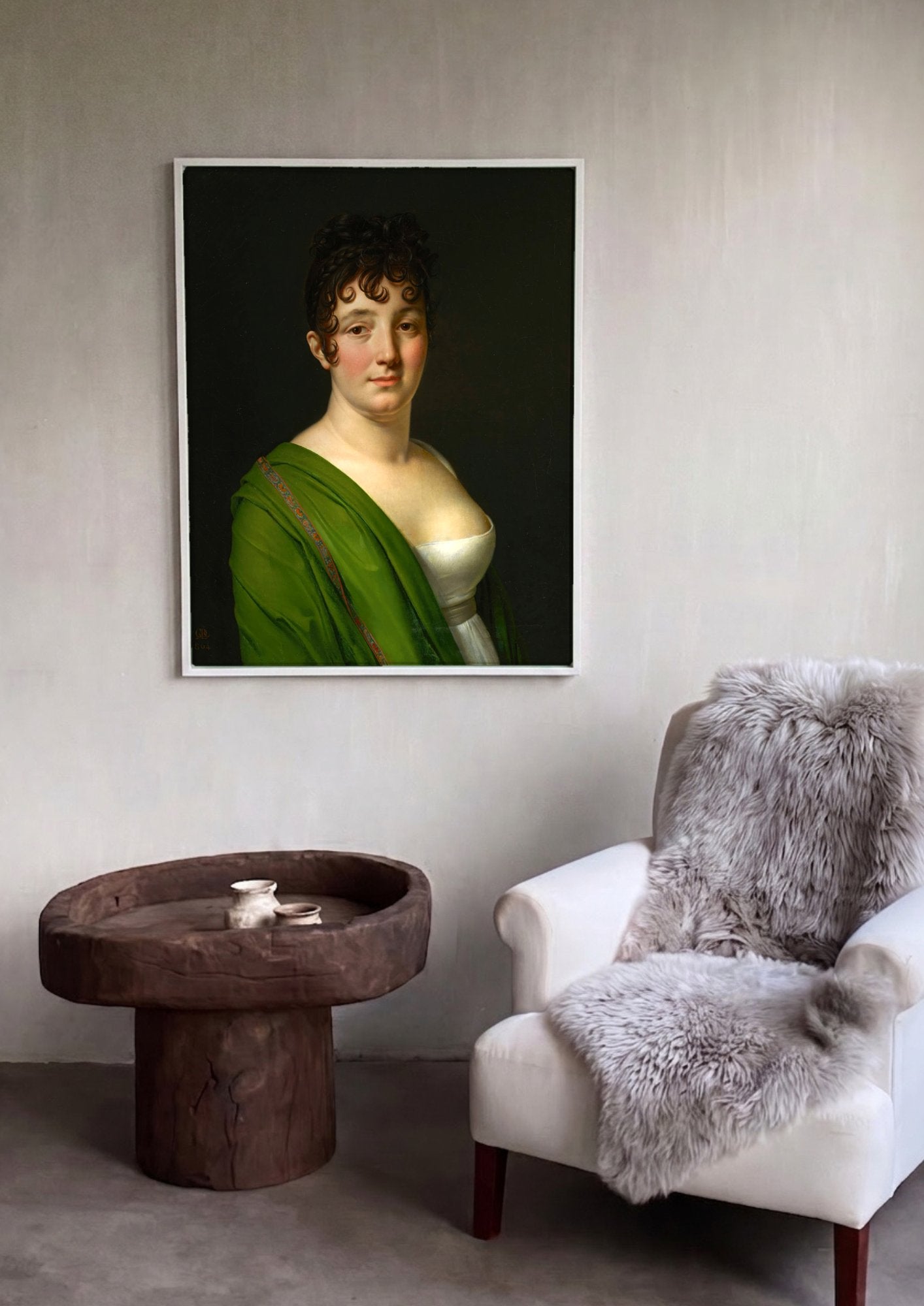 Quadro Decorativo Retrato de Madame Récamier - Anne-Louis Girodet em ambiente decorado