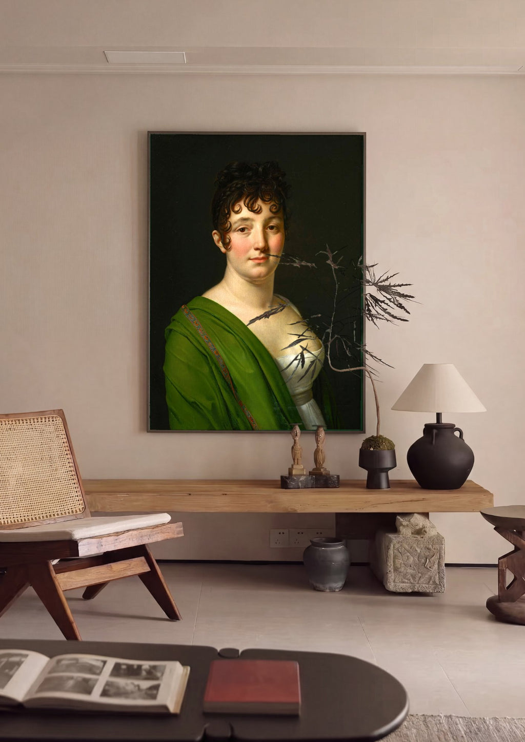 Quadro Decorativo Retrato de Madame Récamier - Anne-Louis Girodet em ambiente decorado