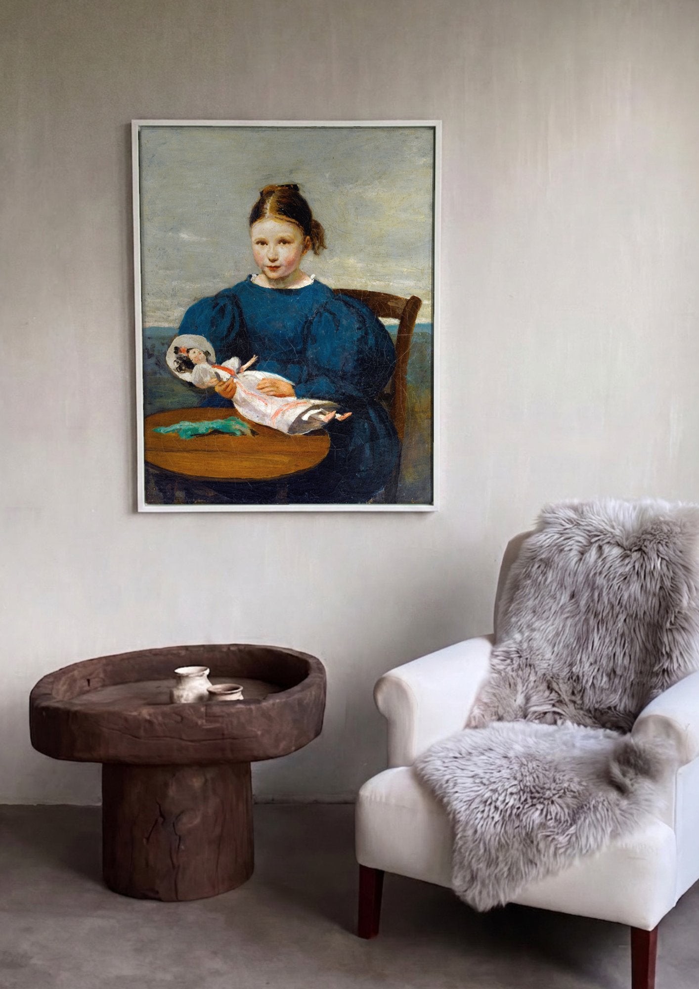 Quadro Decorativo A Menina e sua Boneca - Corot em ambiente decorado