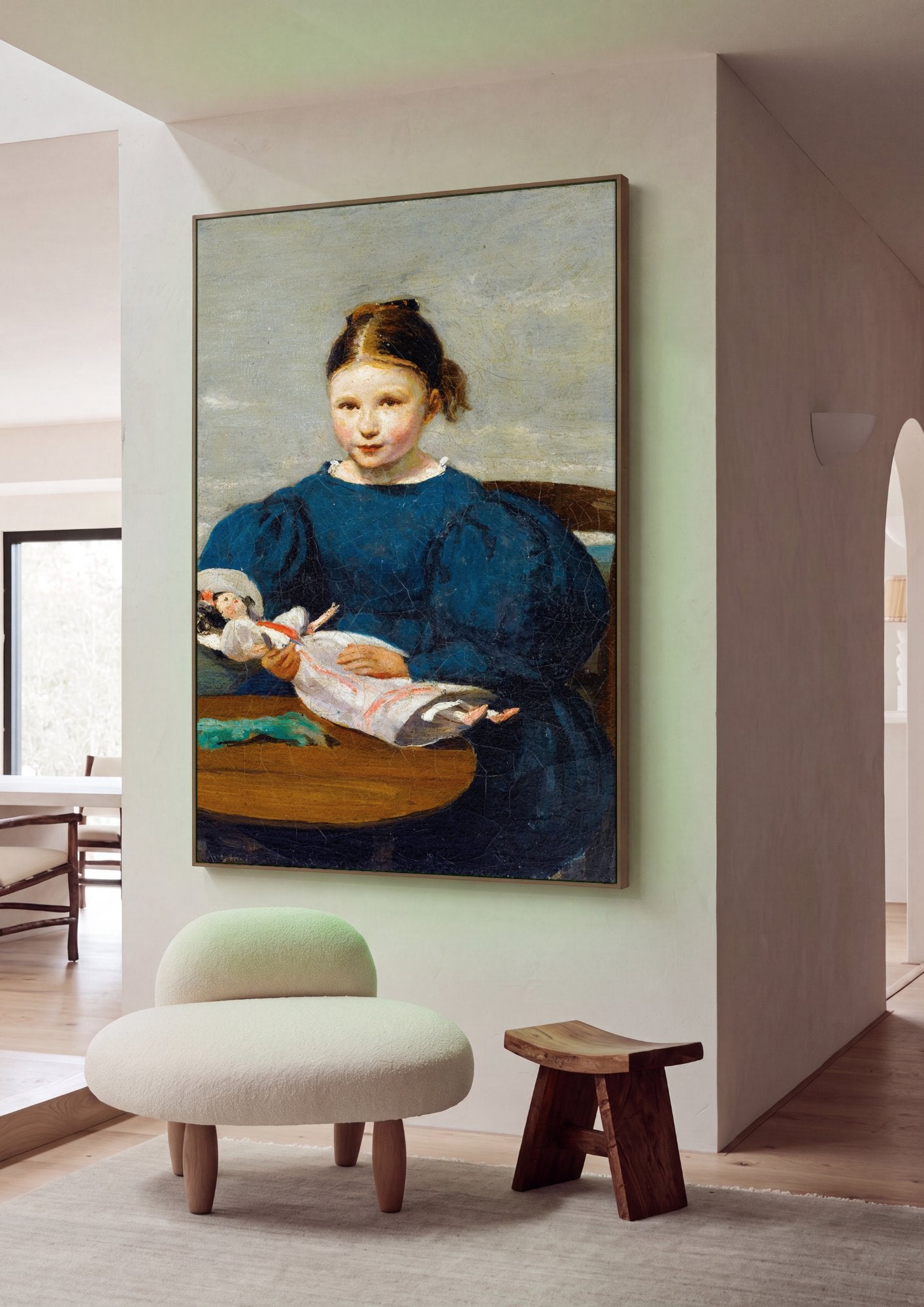 Quadro Decorativo A Menina e sua Boneca - Corot em ambiente decorado