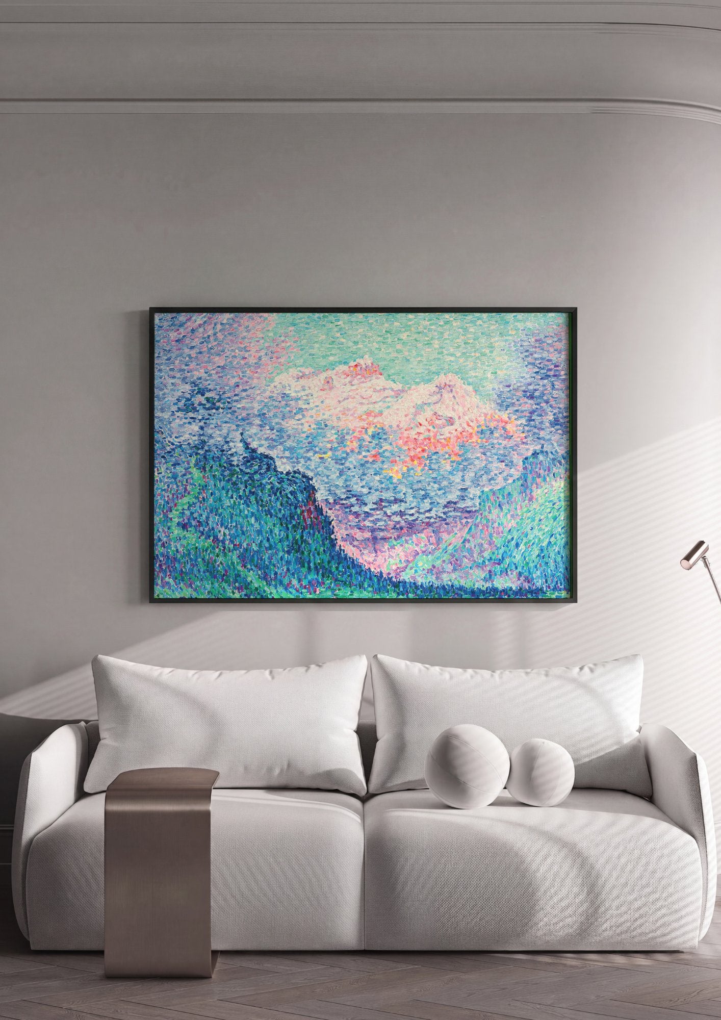 Quadro Decorativo Montanhas ao Entardecer - Paul Signac em ambiente decorado