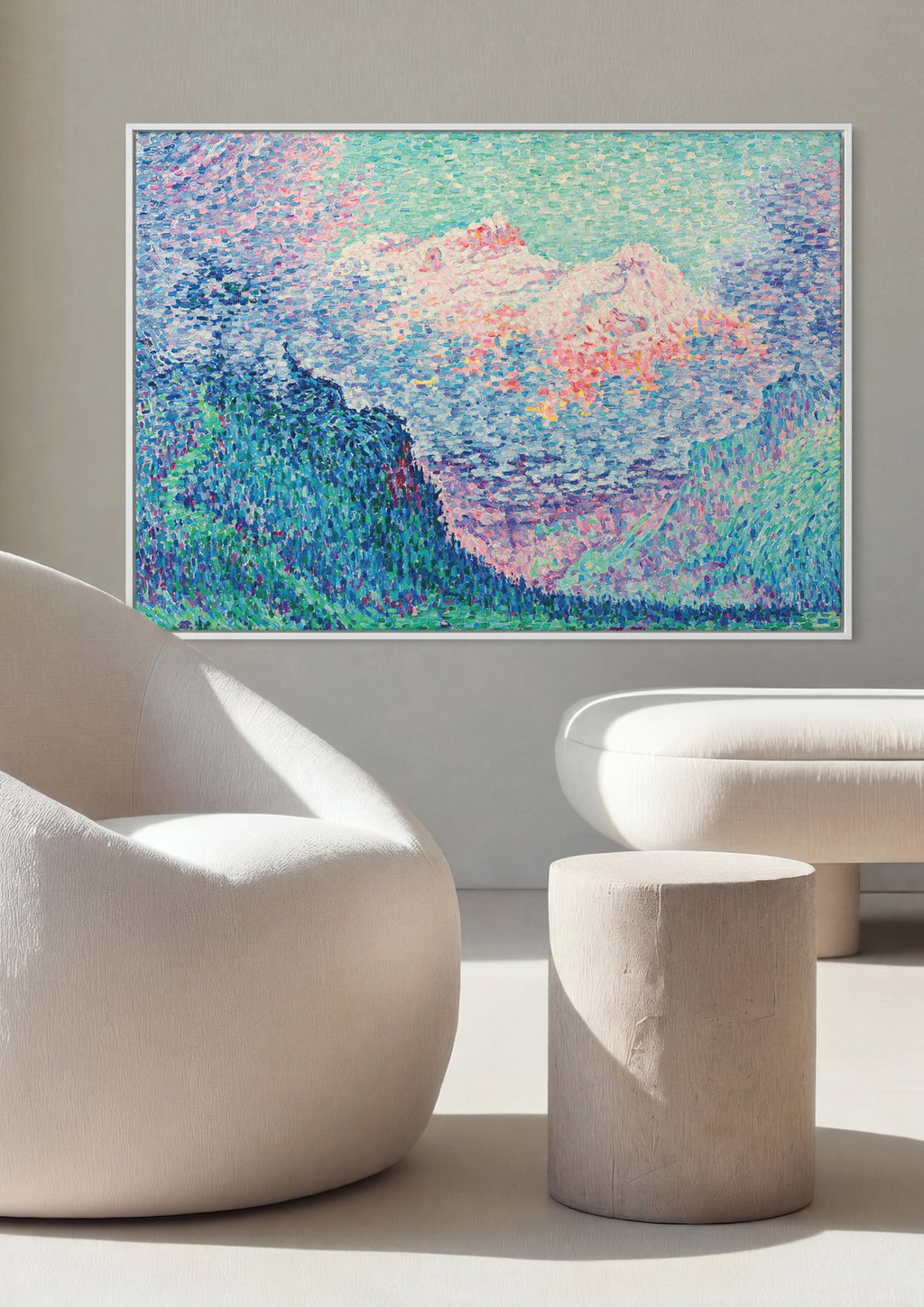 Quadro Decorativo Montanhas ao Entardecer - Paul Signac em ambiente decorado