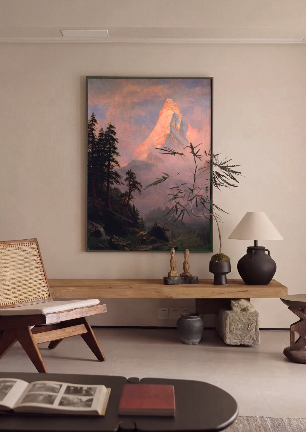 Quadro Decorativo Matterhorn ao Amanhecer - Albert Bierstadt em ambiente decorado