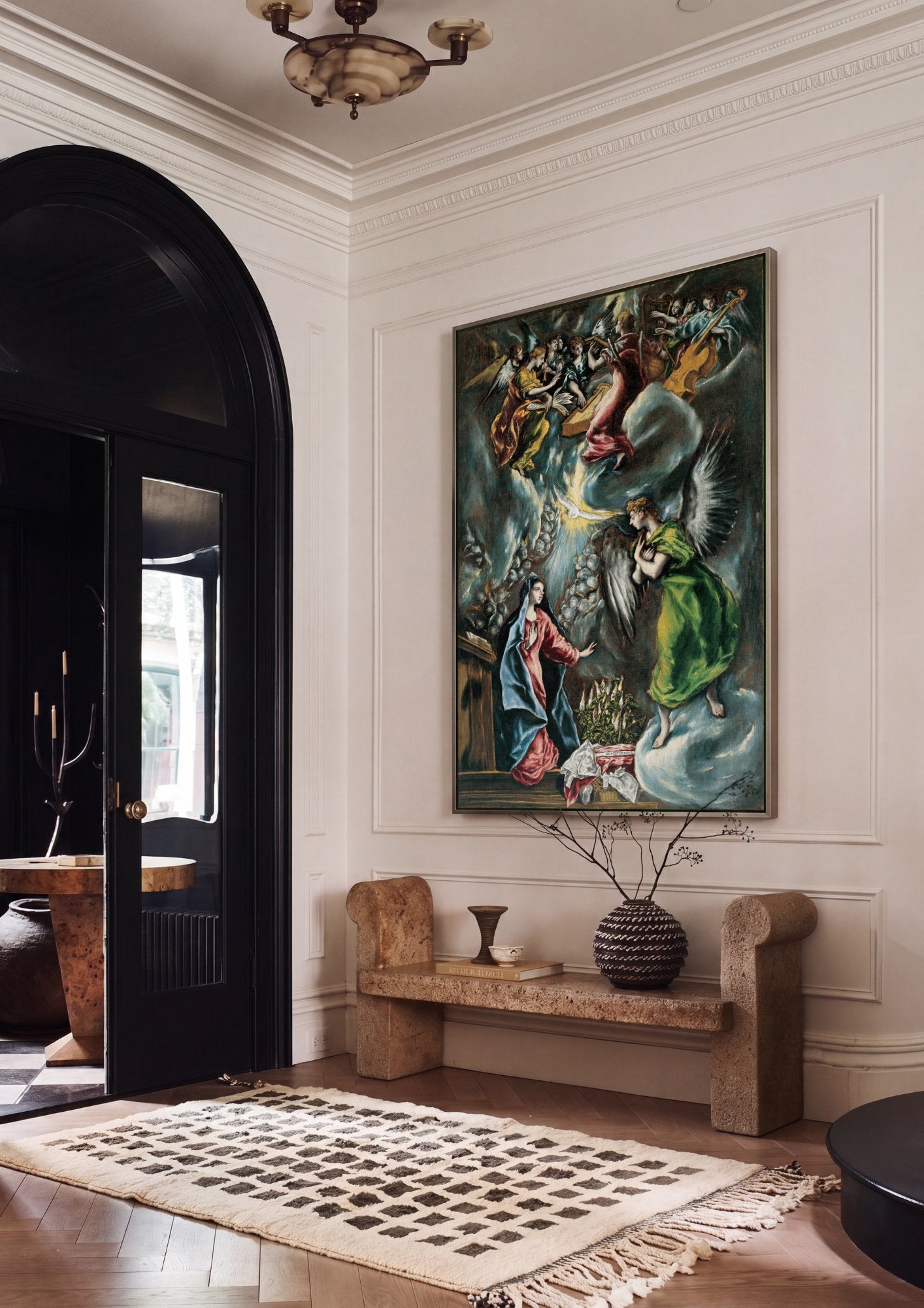 Quadro Decorativo A Anunciação - El Greco em ambiente decorado
