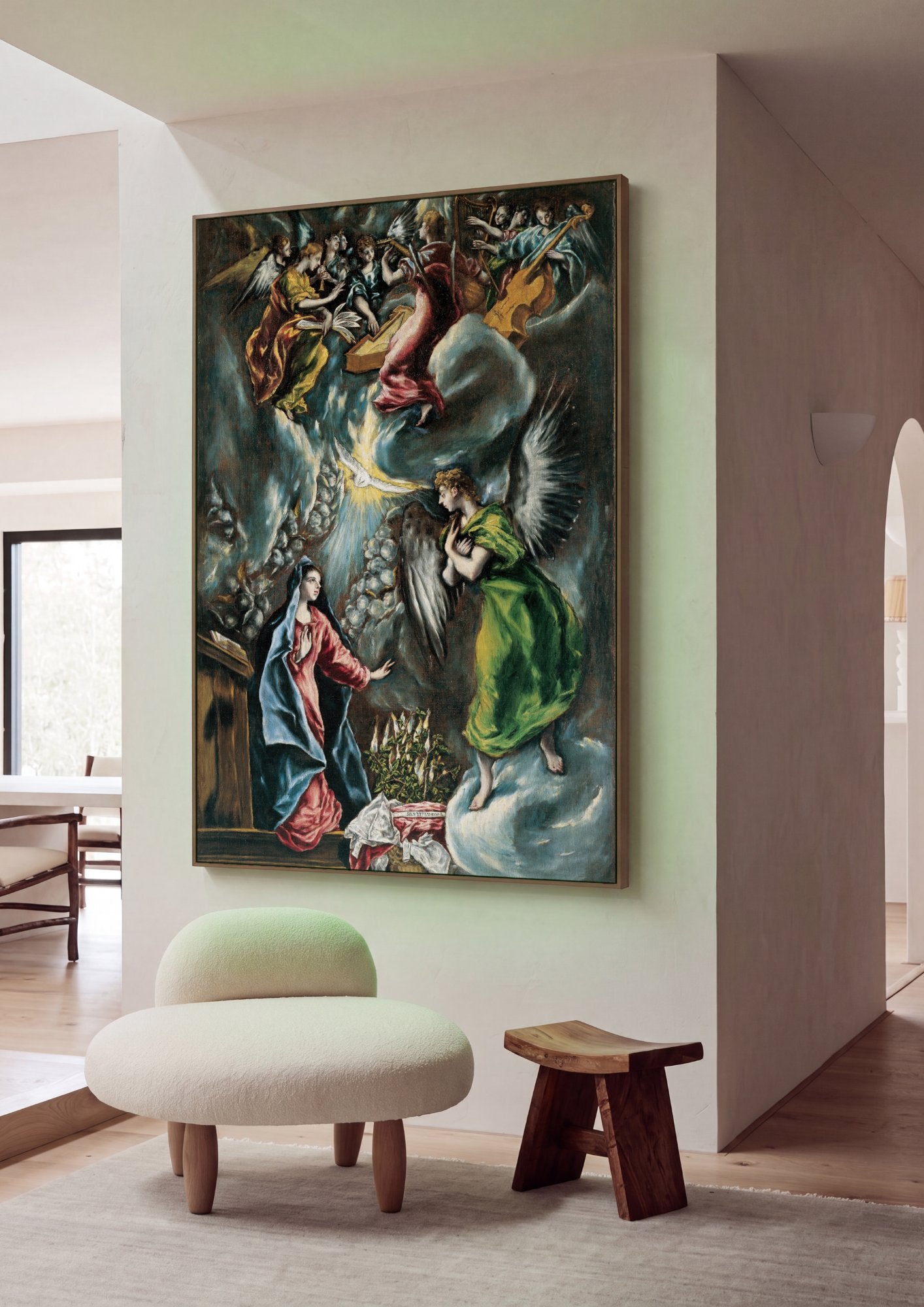 Quadro Decorativo A Anunciação - El Greco em ambiente decorado