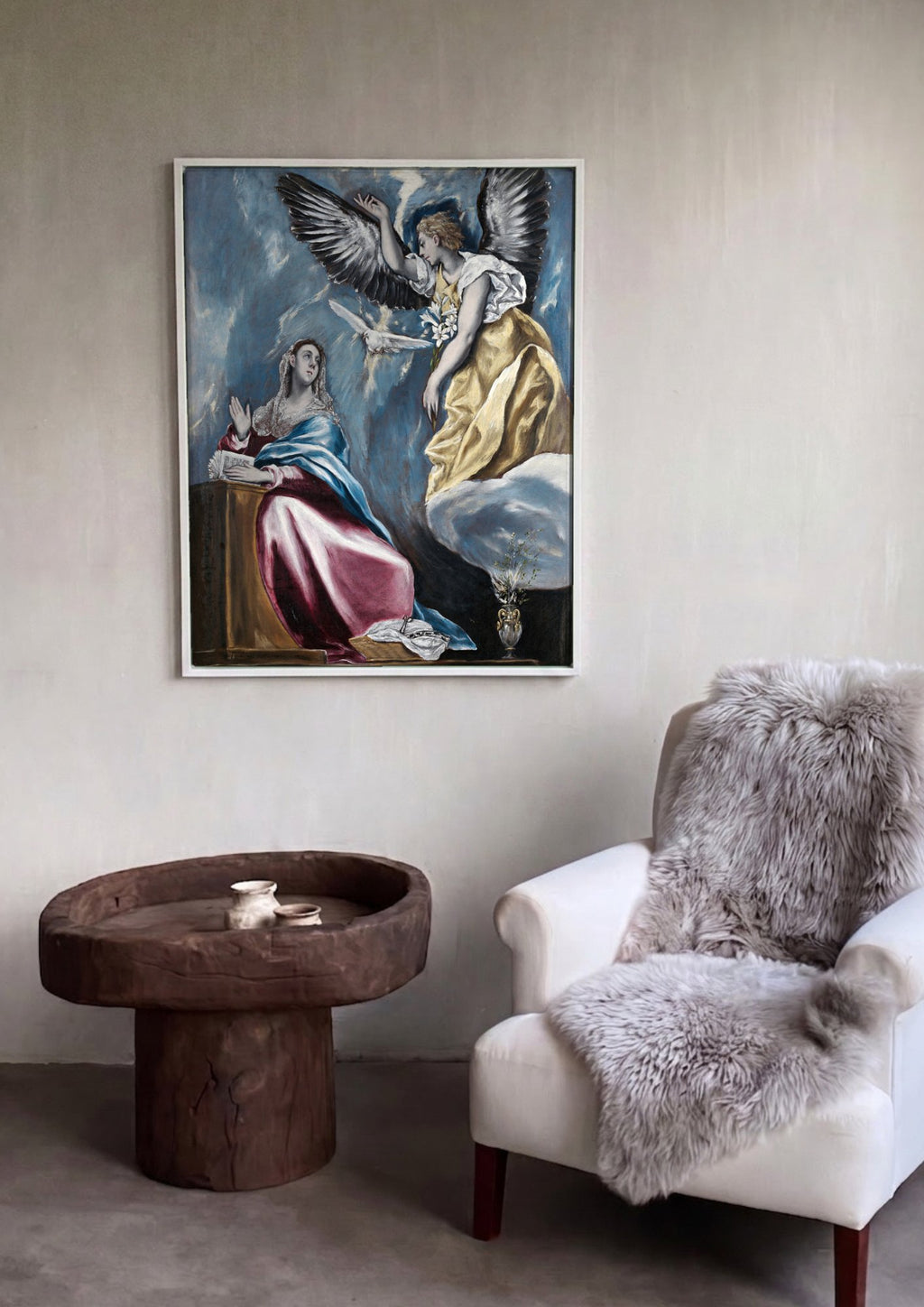 Quadro Decorativo A Anunciação - El Greco em ambiente decorado