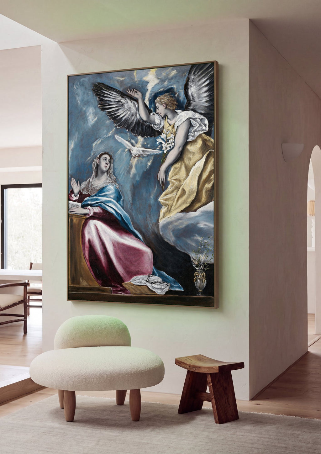 Quadro Decorativo A Anunciação - El Greco em ambiente decorado