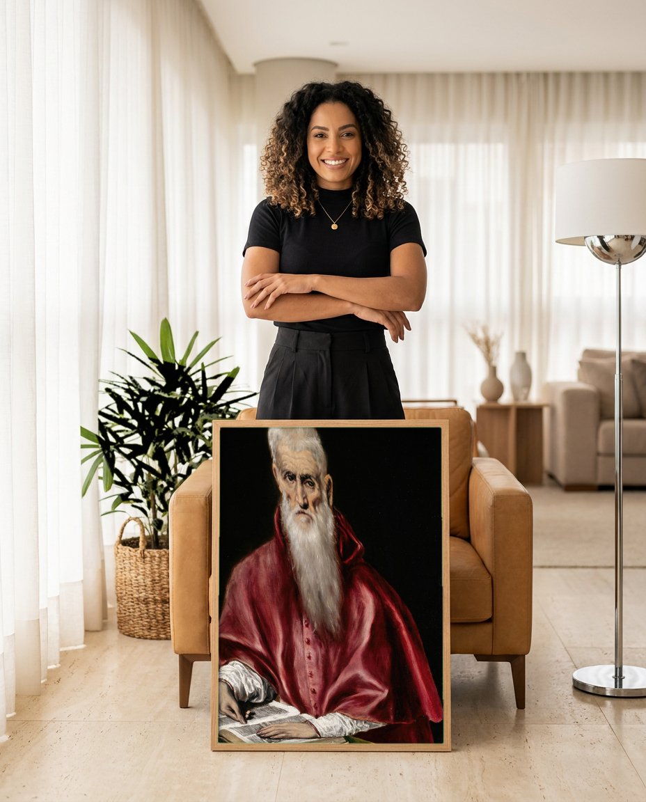 Quadro Decorativo O Cardeal - El Greco com modelo em ambiente