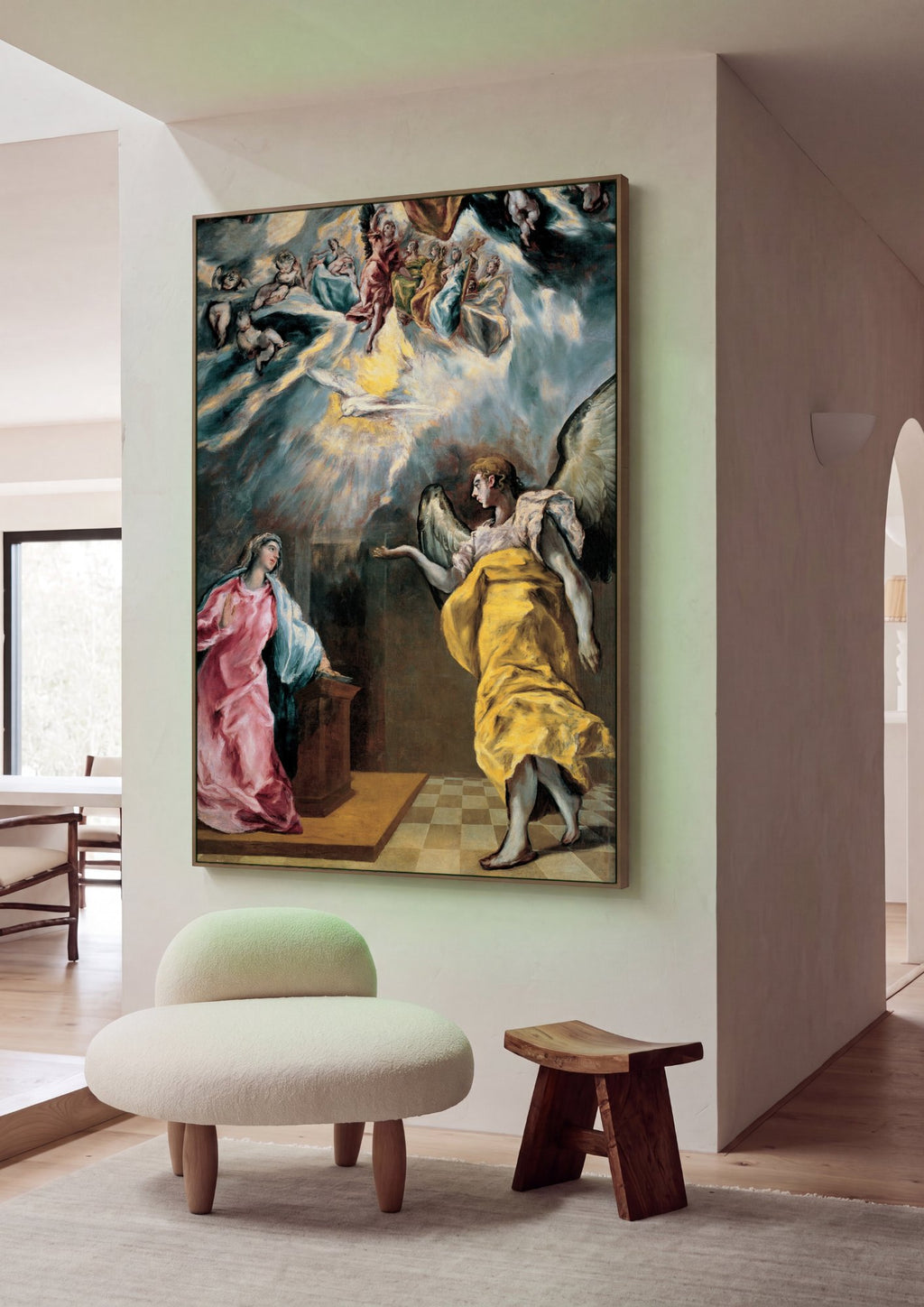 Quadro Decorativo A Anunciação - El Greco em ambiente decorado
