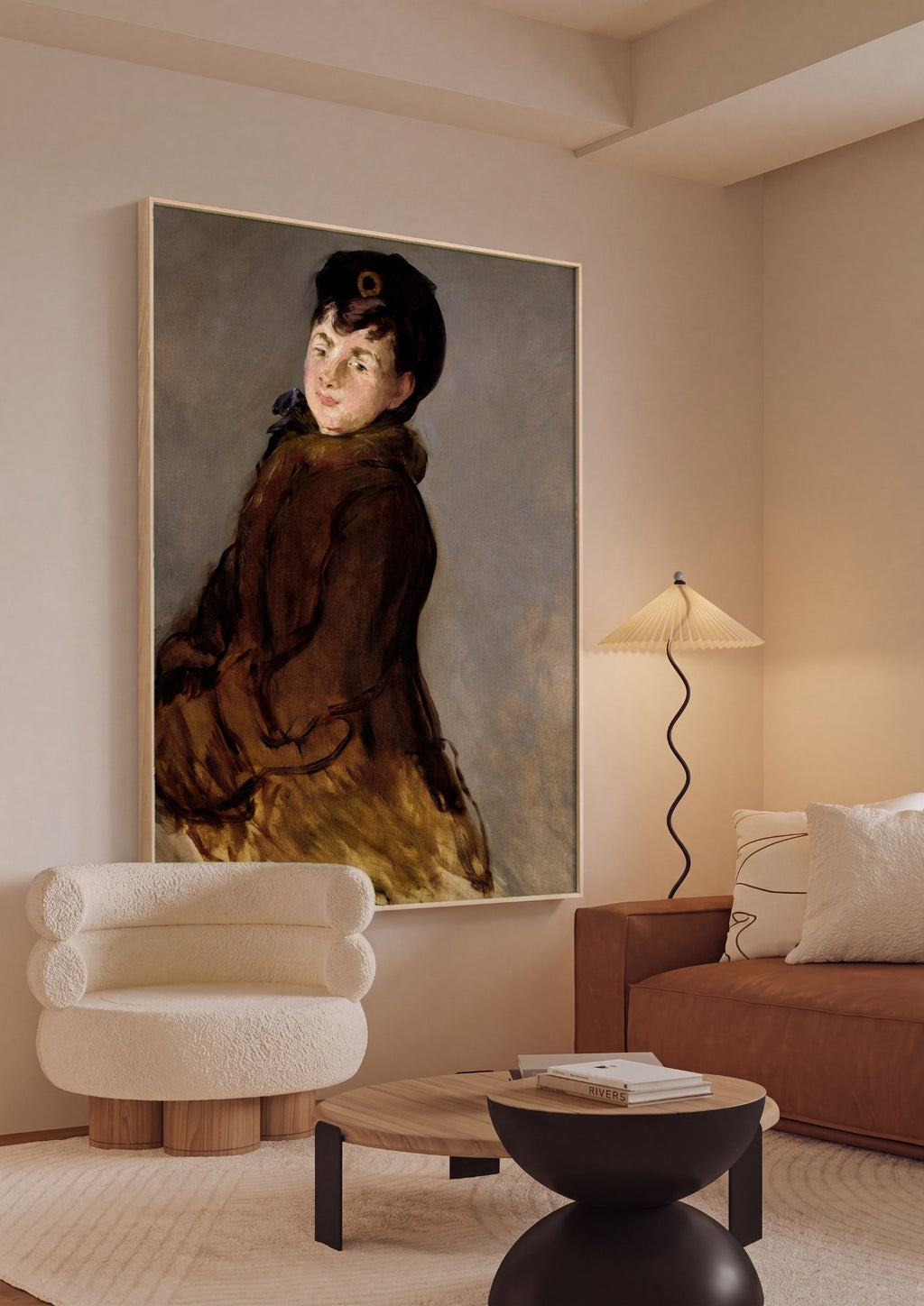 Quadro Decorativo A Mulher com Chapéu - Edouard Manet em ambiente decorado