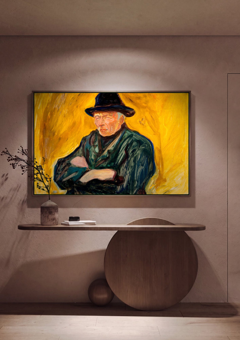 Quadro Decorativo Retrato de um Homem - Edvard Munch em ambiente decorado