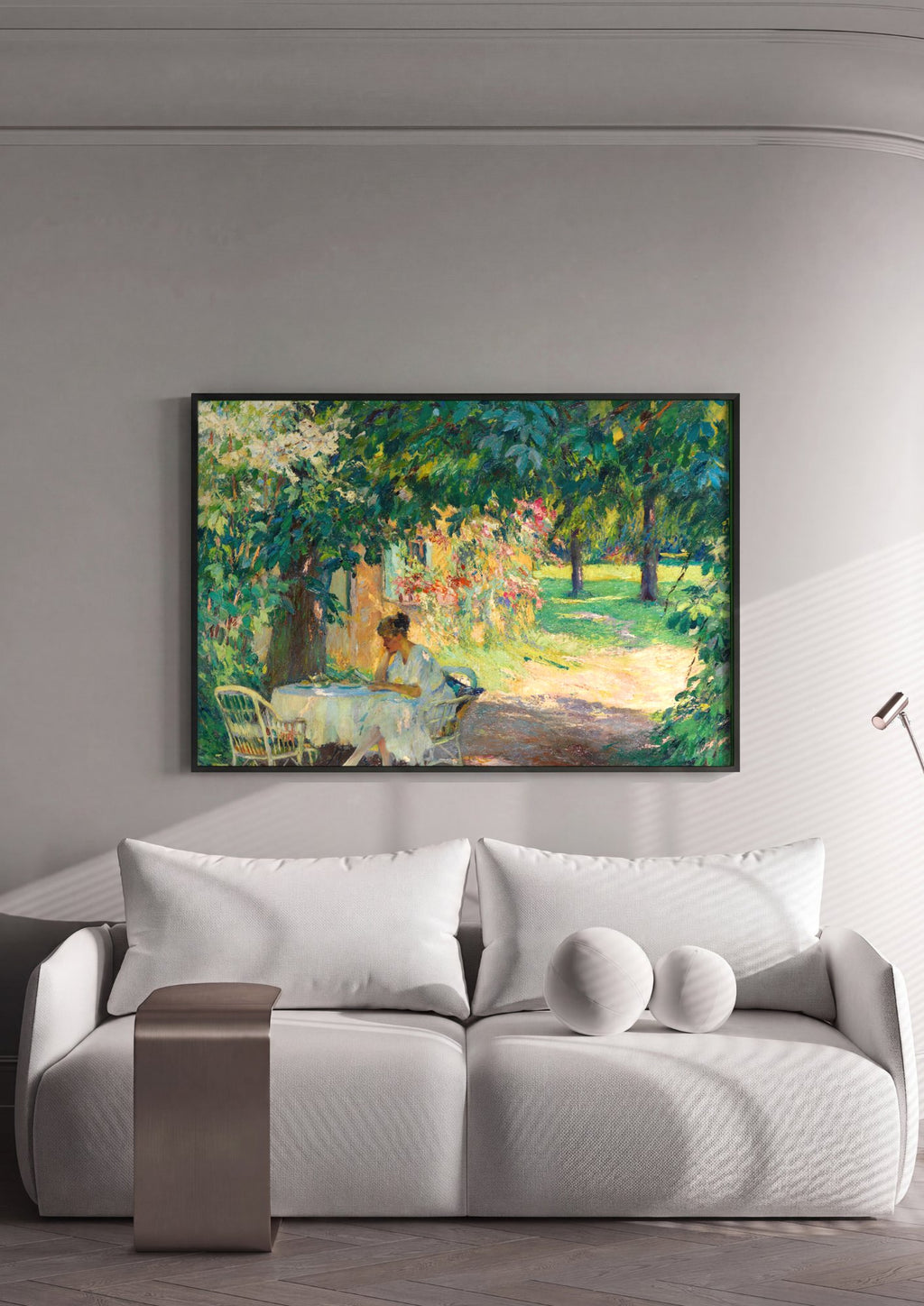 Quadro Decorativo A Leitora no Jardim - Edward Cucuel em ambiente decorado