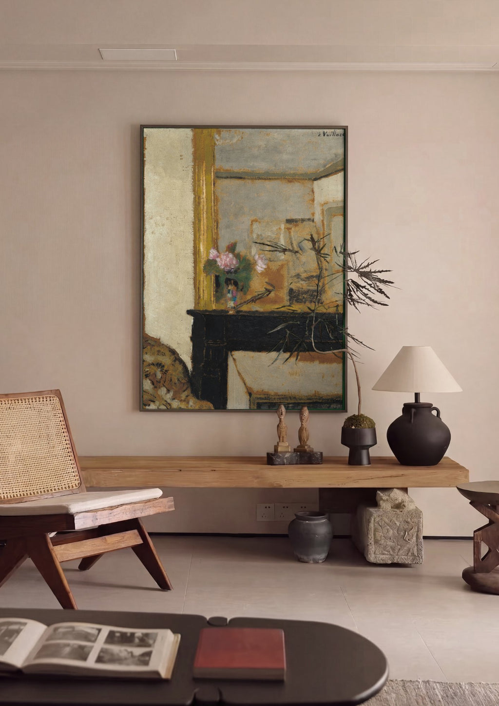 Quadro Decorativo Interior com Flores - Édouard Vuillard em ambiente decorado