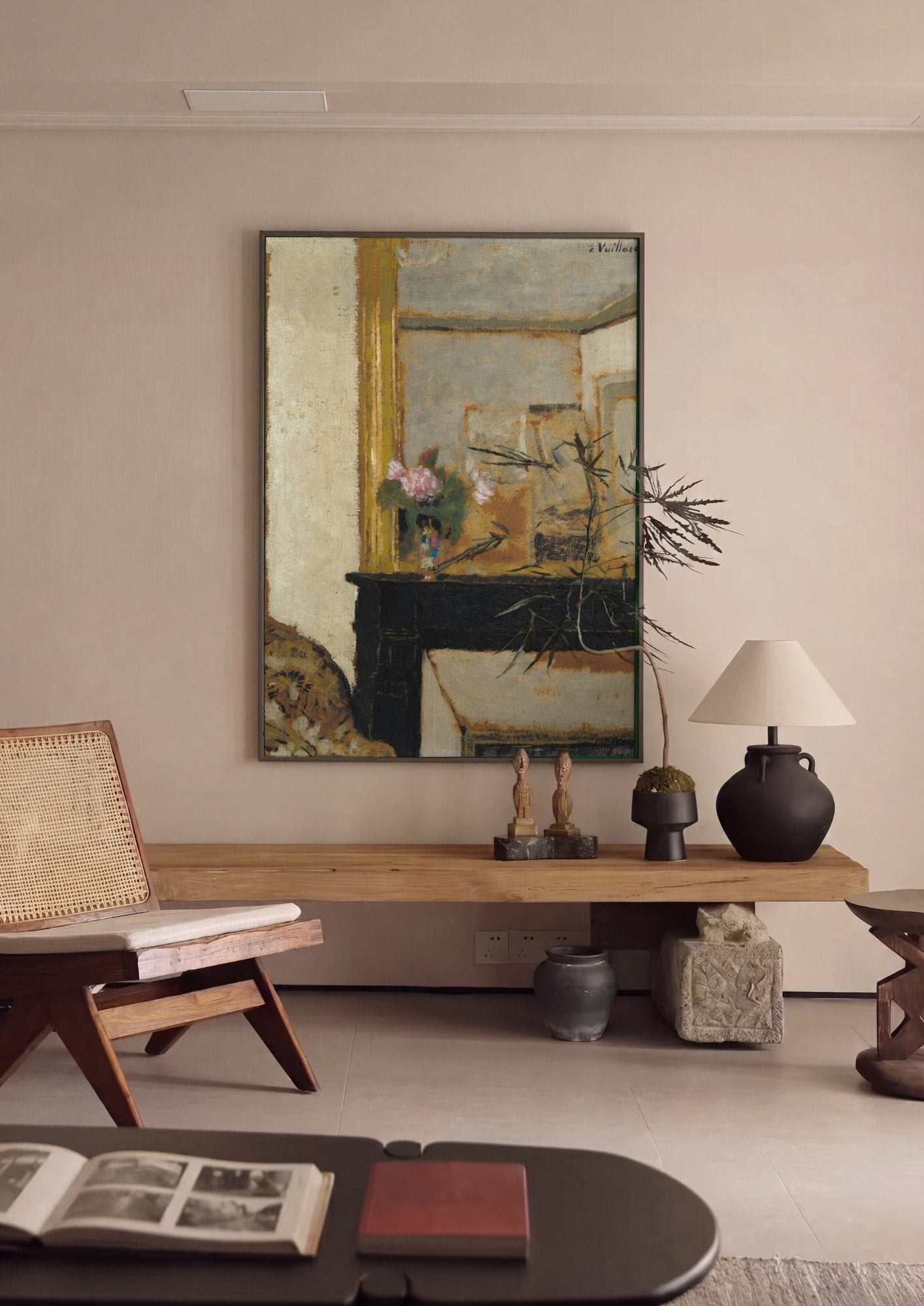 Quadro Decorativo Interior com Flores - Édouard Vuillard em ambiente decorado