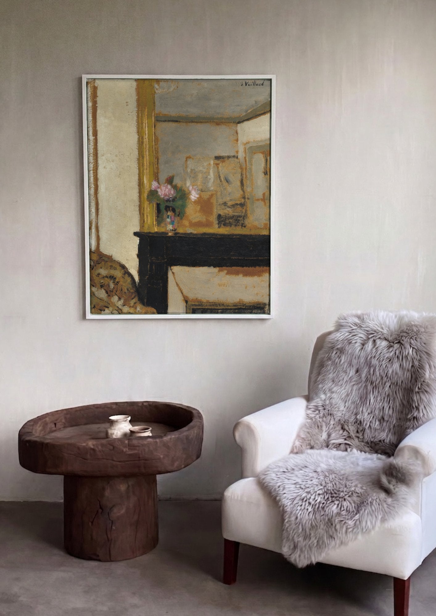 Quadro Decorativo Interior com Flores - Édouard Vuillard em ambiente decorado