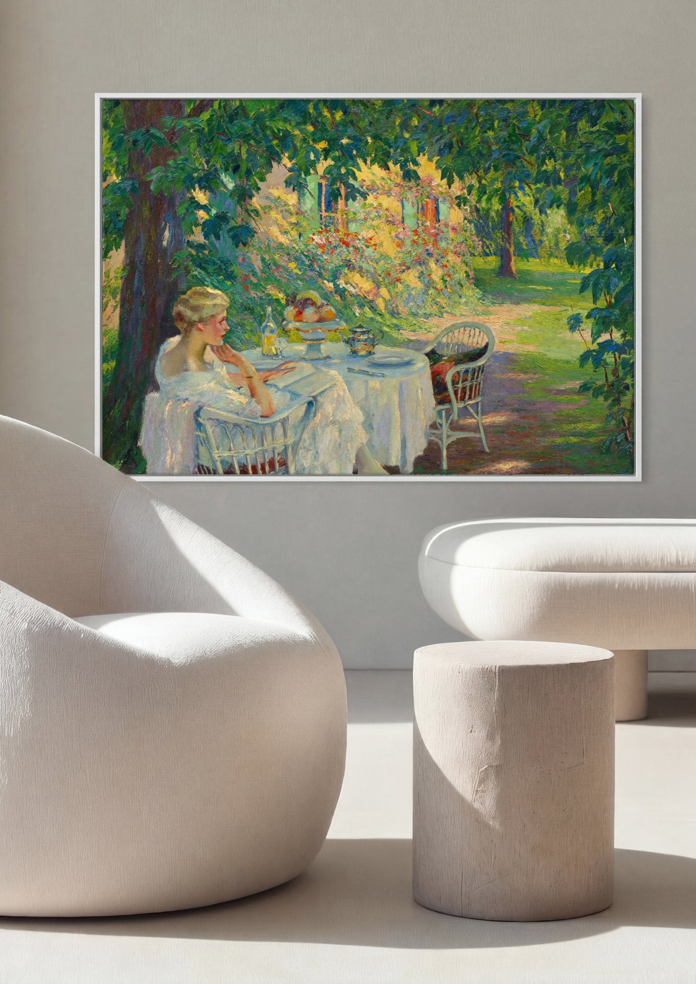 Quadro Decorativo A Leitura no Jardim - Edward Cucuel em ambiente decorado