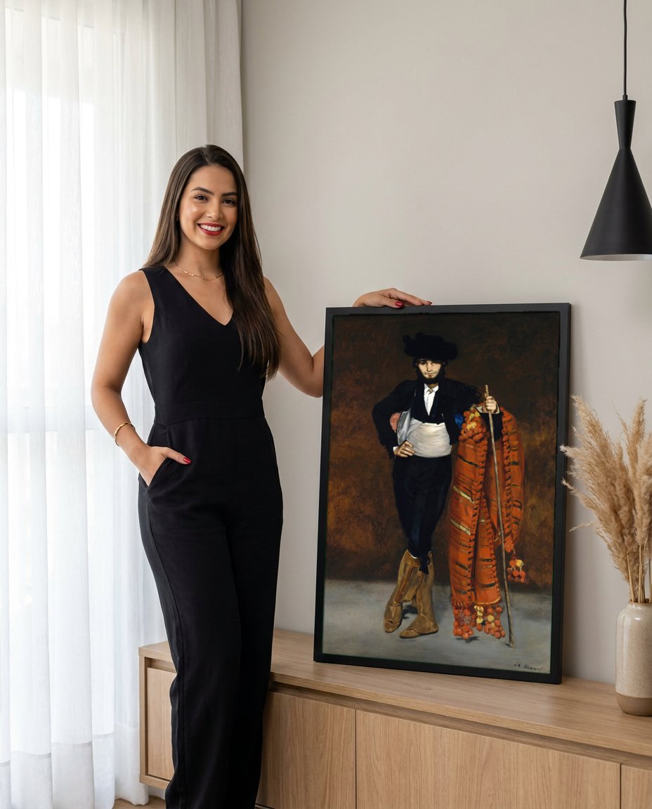 Quadro Decorativo O Tocador de Pífano - Édouard Manet com modelo em ambiente