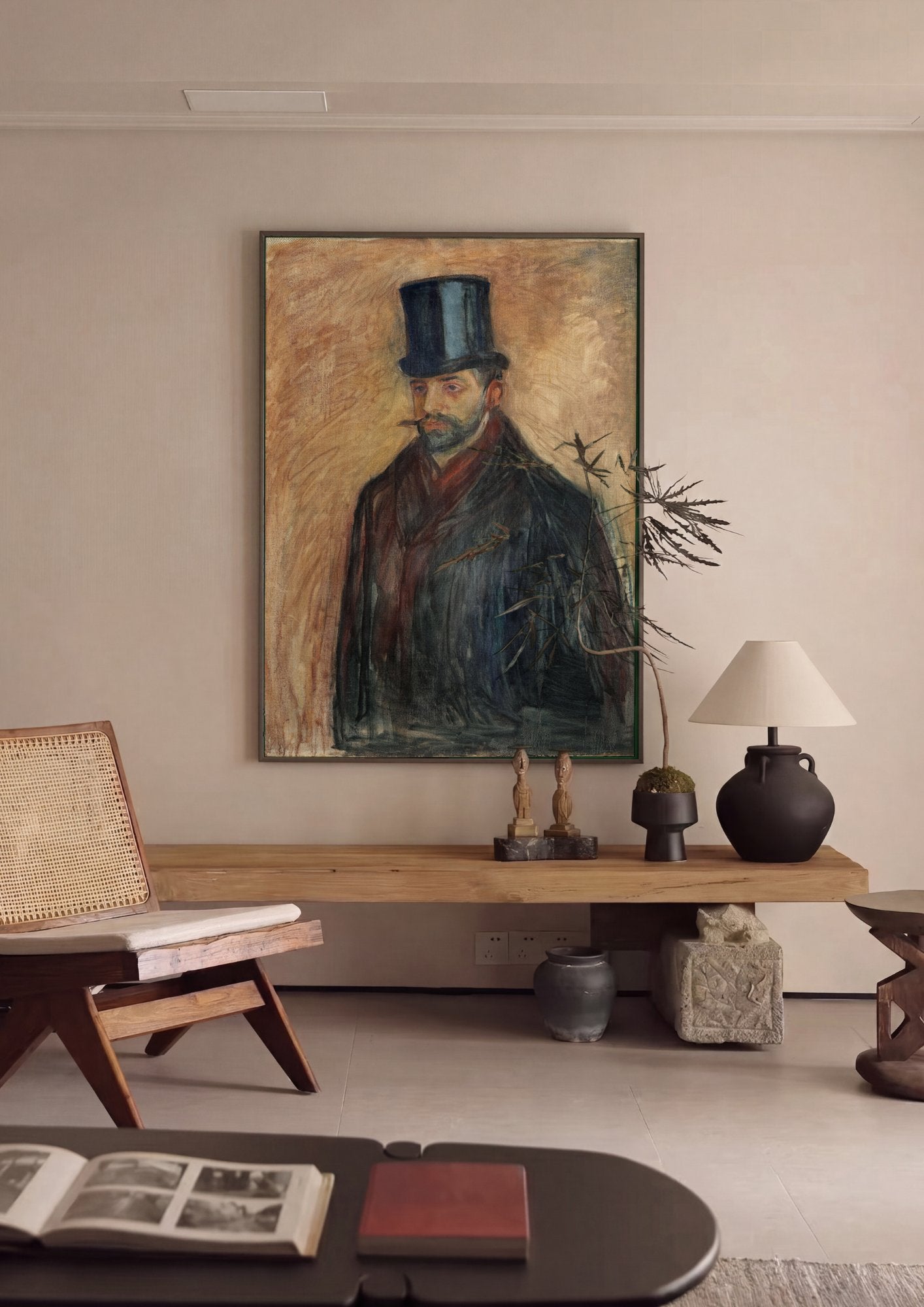 Quadro Decorativo Retrato com Cartola - Edvard Munch em ambiente decorado