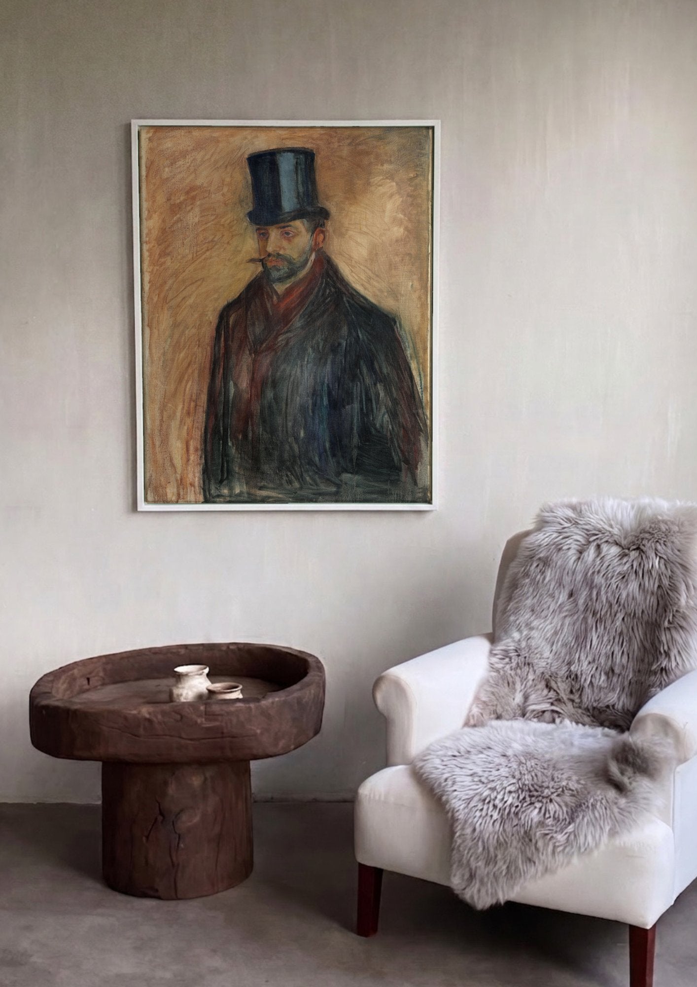 Quadro Decorativo Retrato com Cartola - Edvard Munch em ambiente decorado