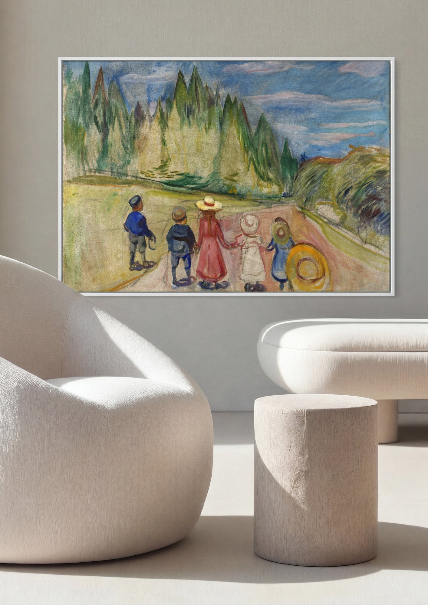 Quadro Decorativo Crianças na Estrada - Edvard Munch em ambiente decorado