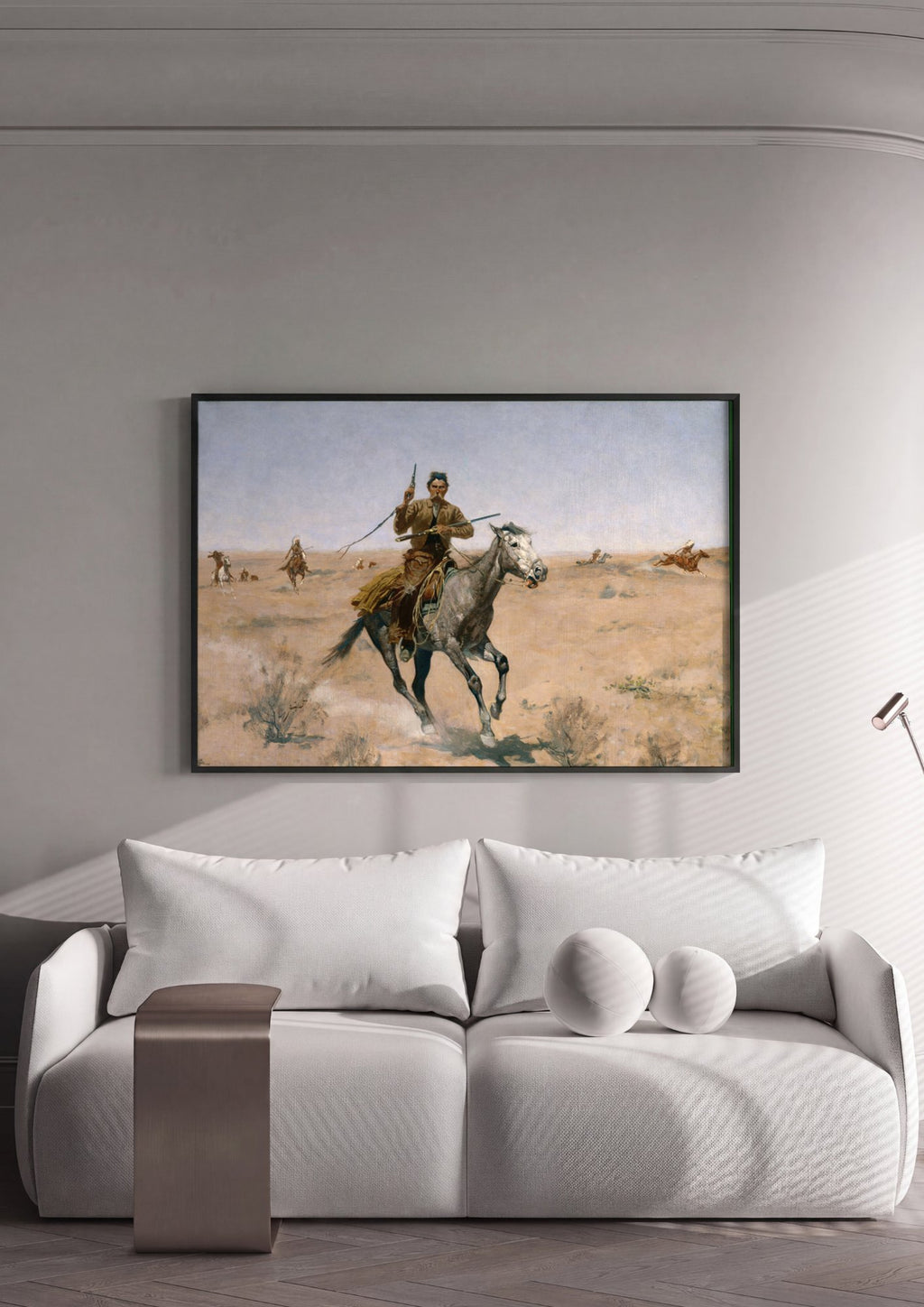 Quadro Decorativo A Fuga do Cowboy - Frederic Remington em ambiente decorado