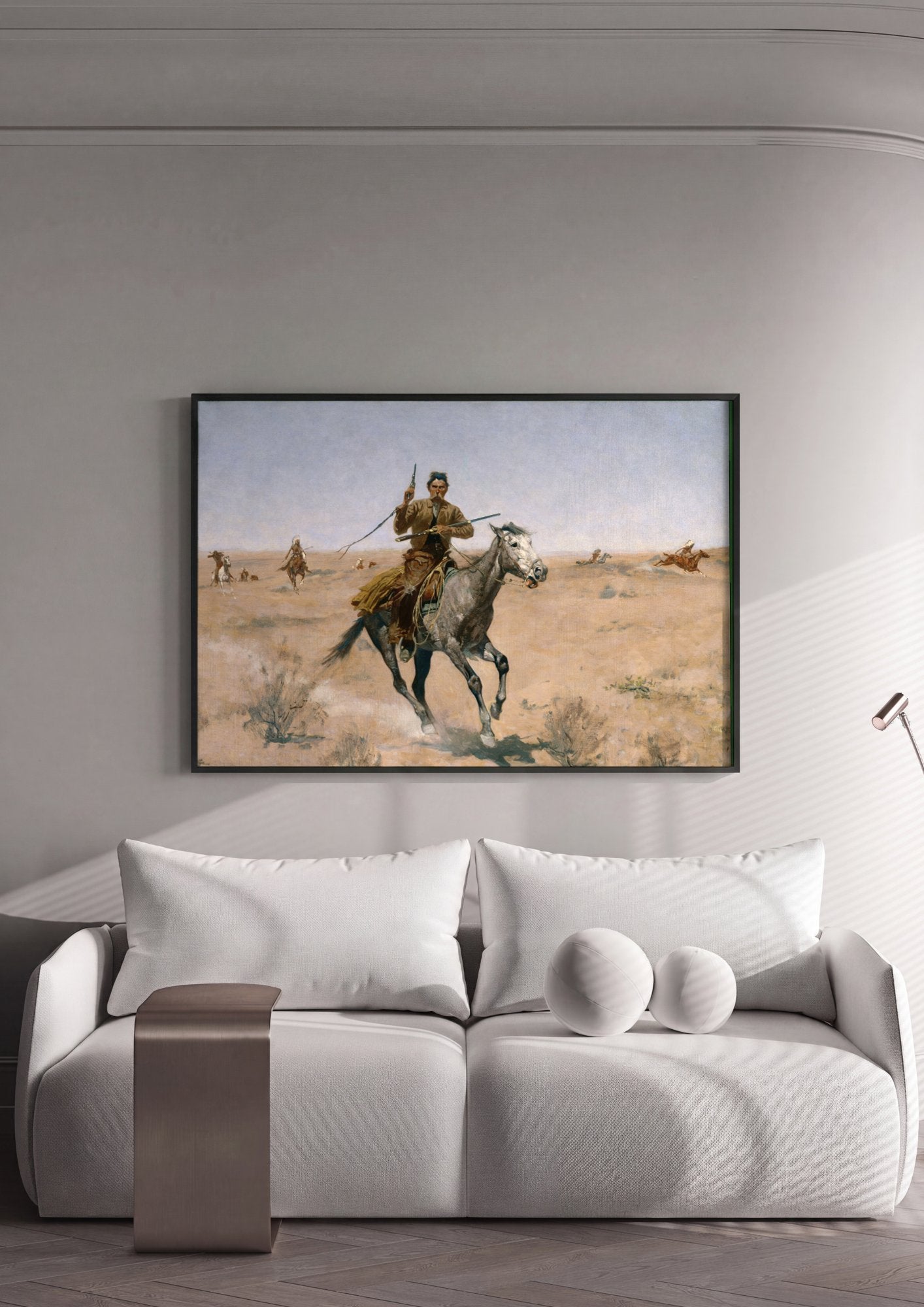 Quadro Decorativo A Fuga do Cowboy - Frederic Remington em ambiente decorado