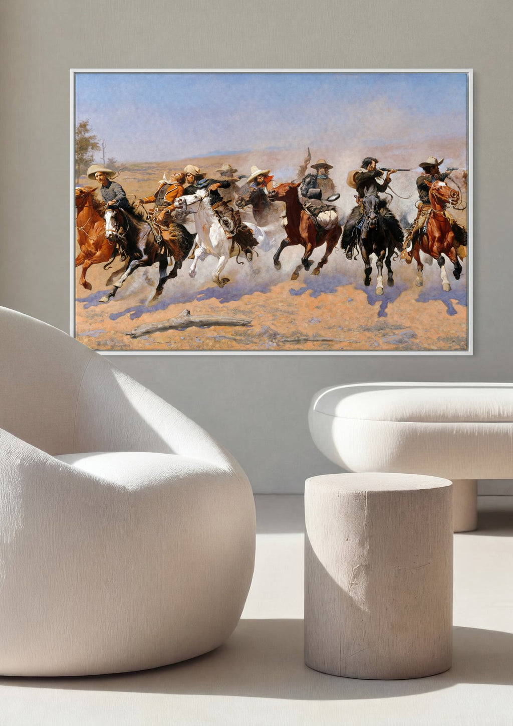 Quadro Decorativo A Fuga do Cowboy - Frederic Remington em ambiente decorado
