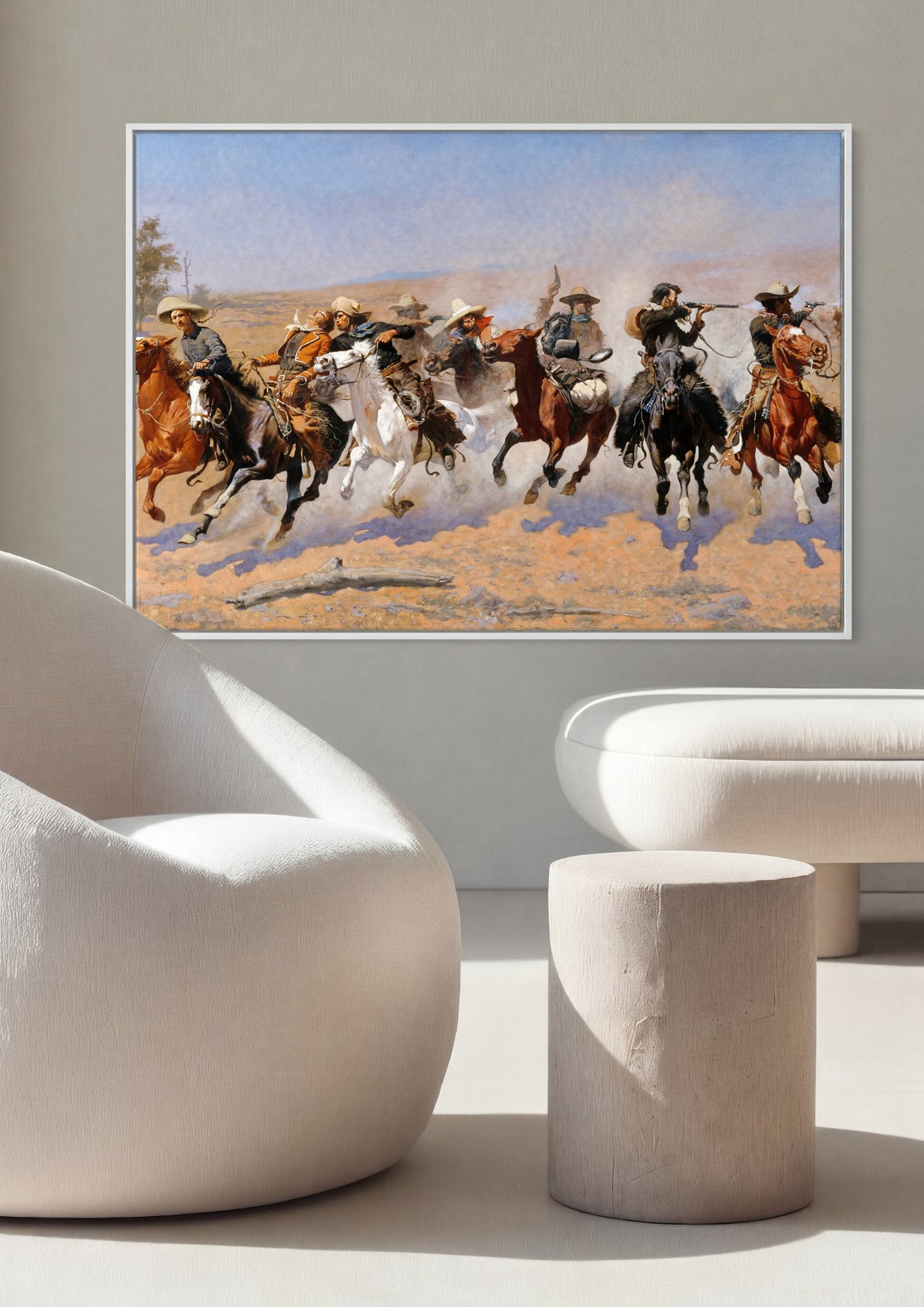 Quadro Decorativo A Fuga do Cowboy - Frederic Remington em ambiente decorado