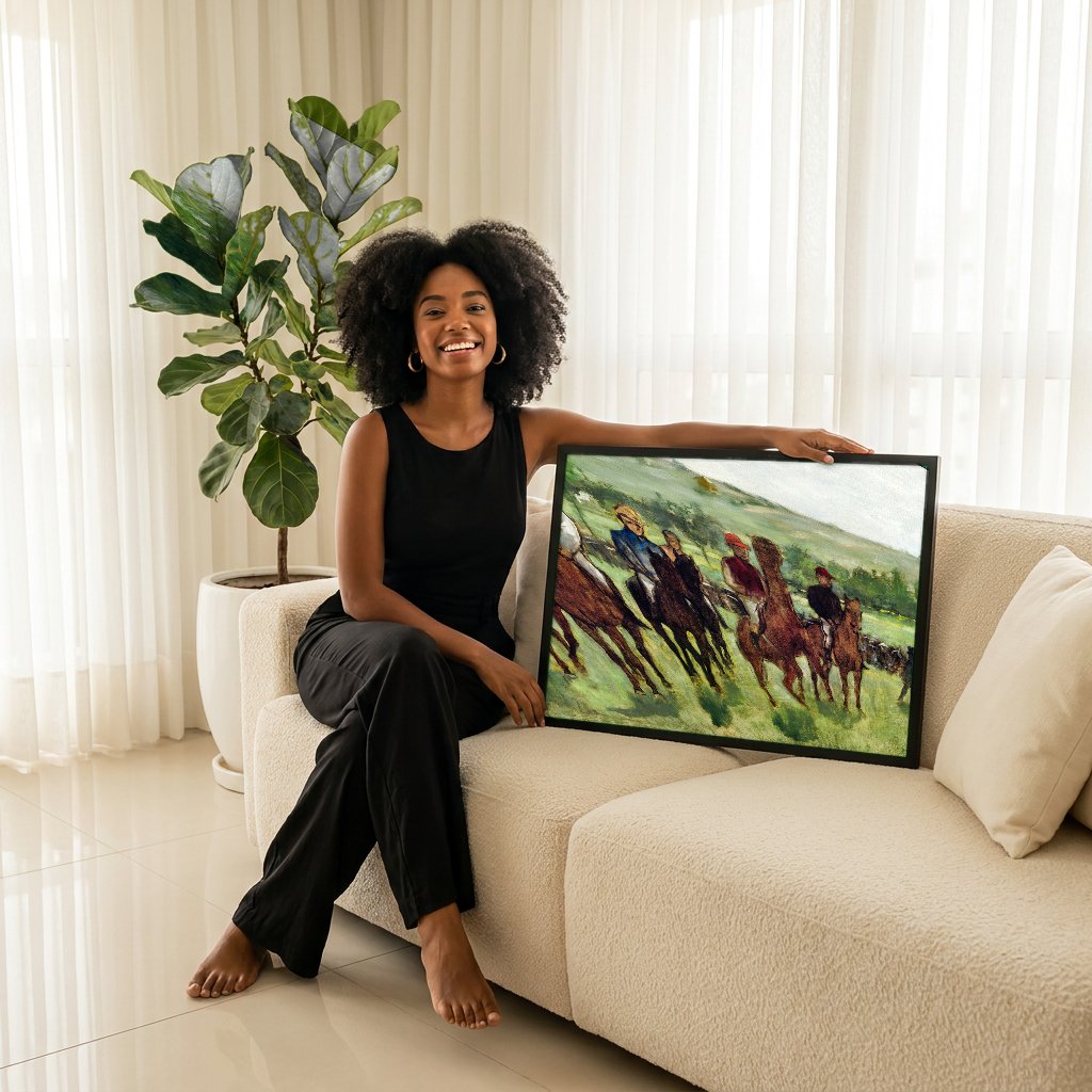 Quadro Decorativo Cavalos de Corrida - Edgar Degas com modelo em ambiente
