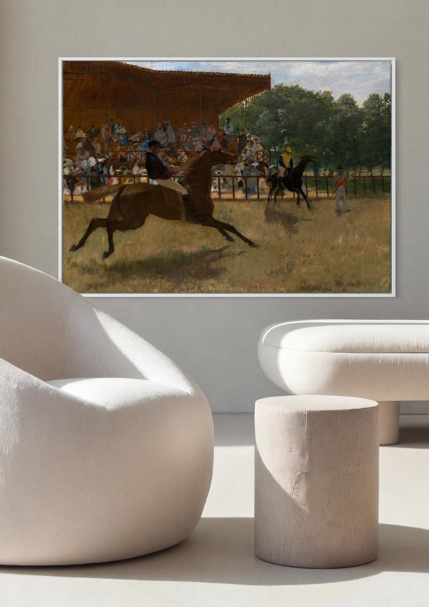 Quadro Decorativo Corrida de Cavalos - Edgar Degas em ambiente decorado