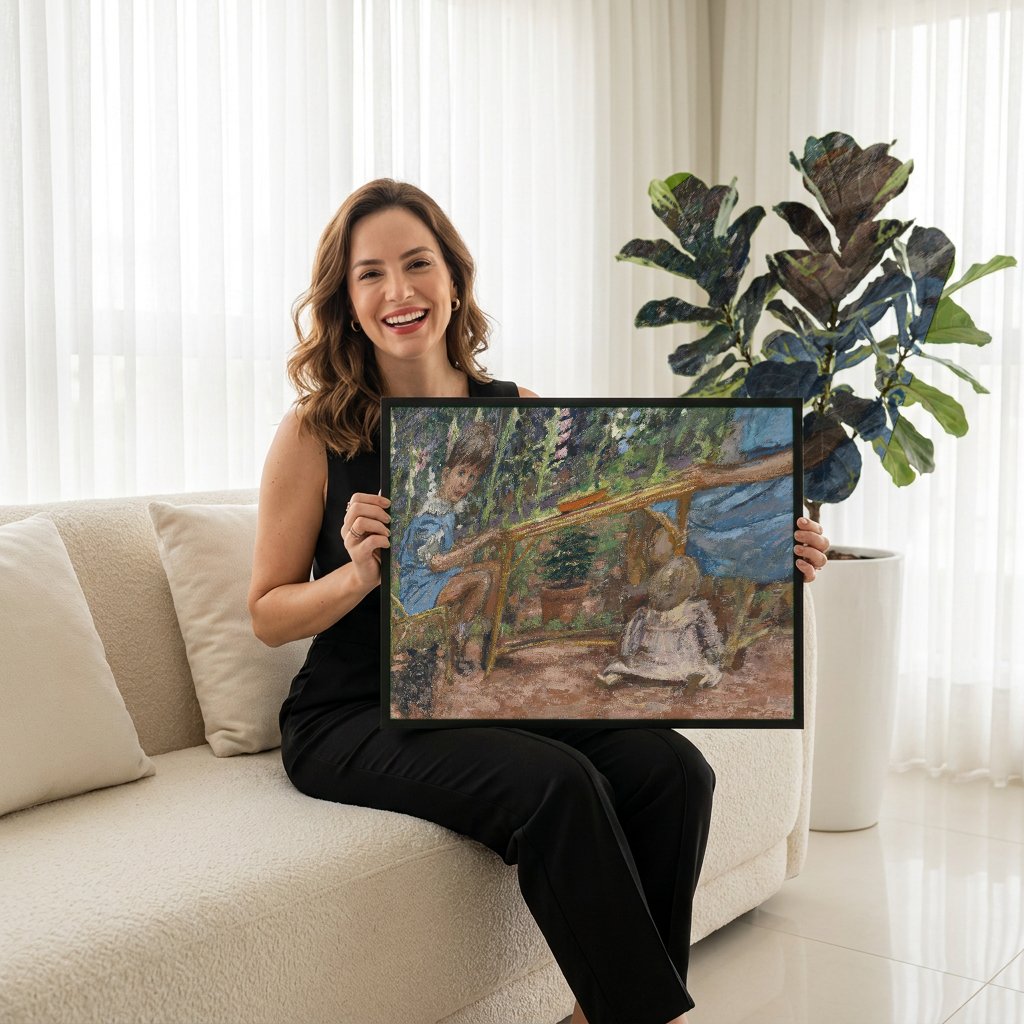 Quadro Decorativo Crianças no Jardim - Édouard Vuillard com modelo em ambiente