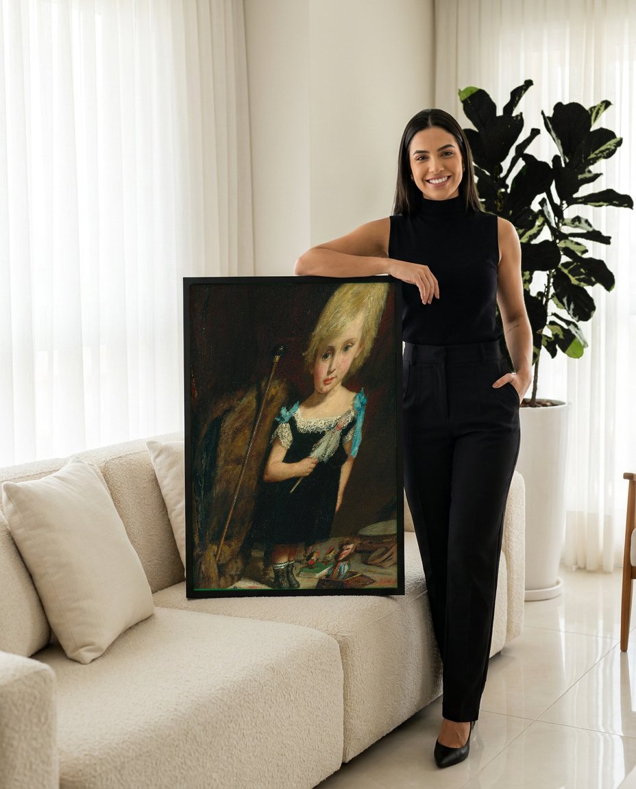 Quadro Decorativo A Menina dos Brinquedos - Jean Béraud com modelo em ambiente
