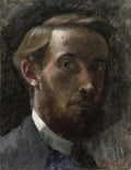 Autorretrato de Édouard Vuillard, um homem com barba em tons escuros e iluminação dramática, com pinceladas visíveis.