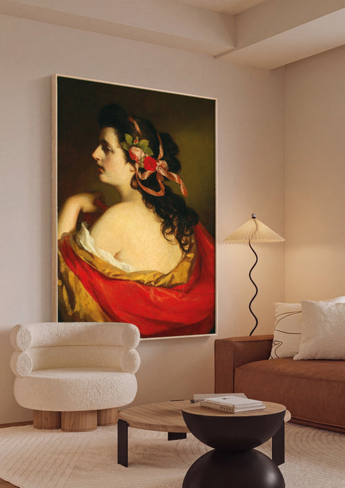 Quadro Decorativo 'A Jovem Leitora' - Friedrich Von Amerling em ambiente decorado