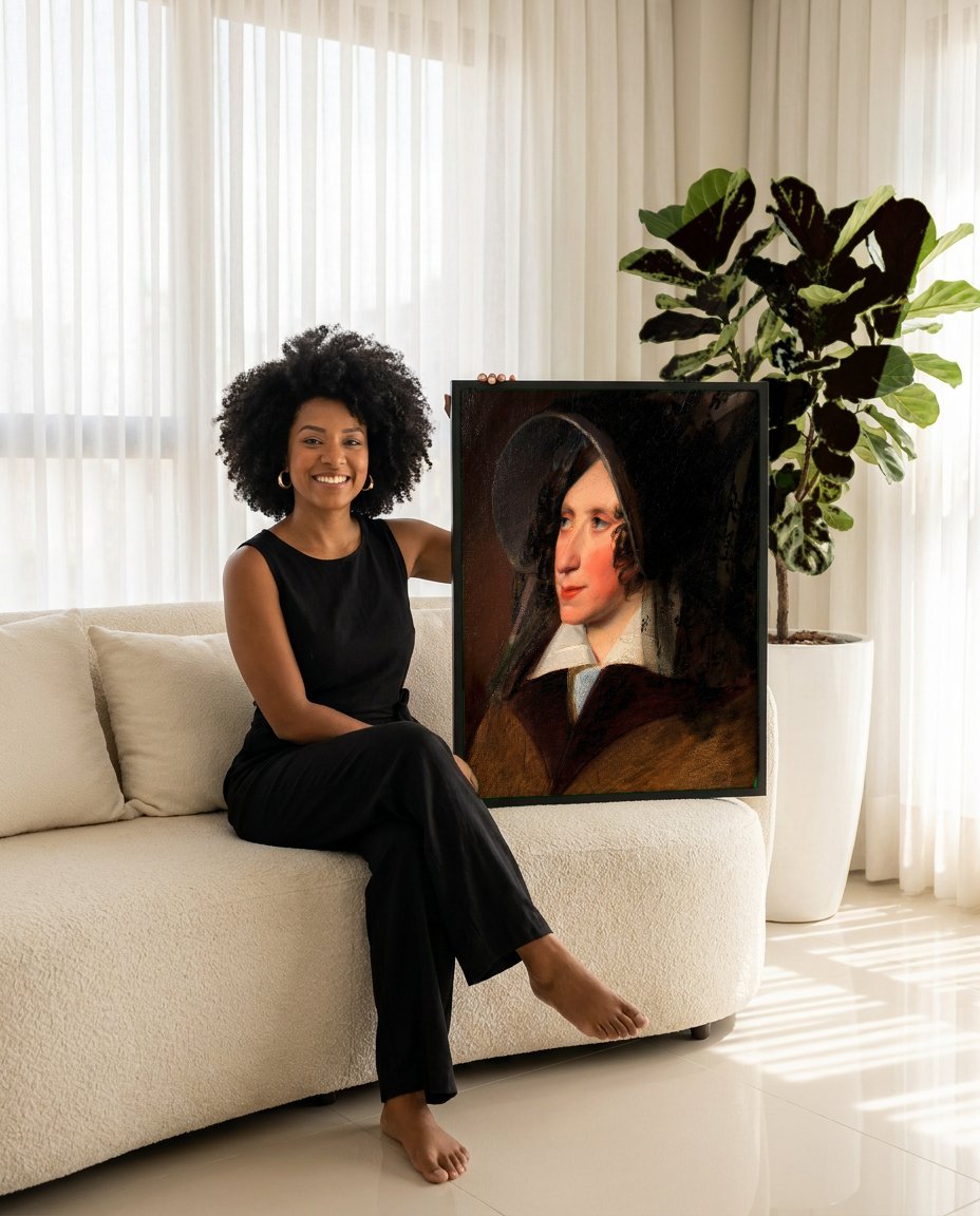 Quadro Decorativo Retrato de Dama - Friedrich Von Amerling com modelo em ambiente