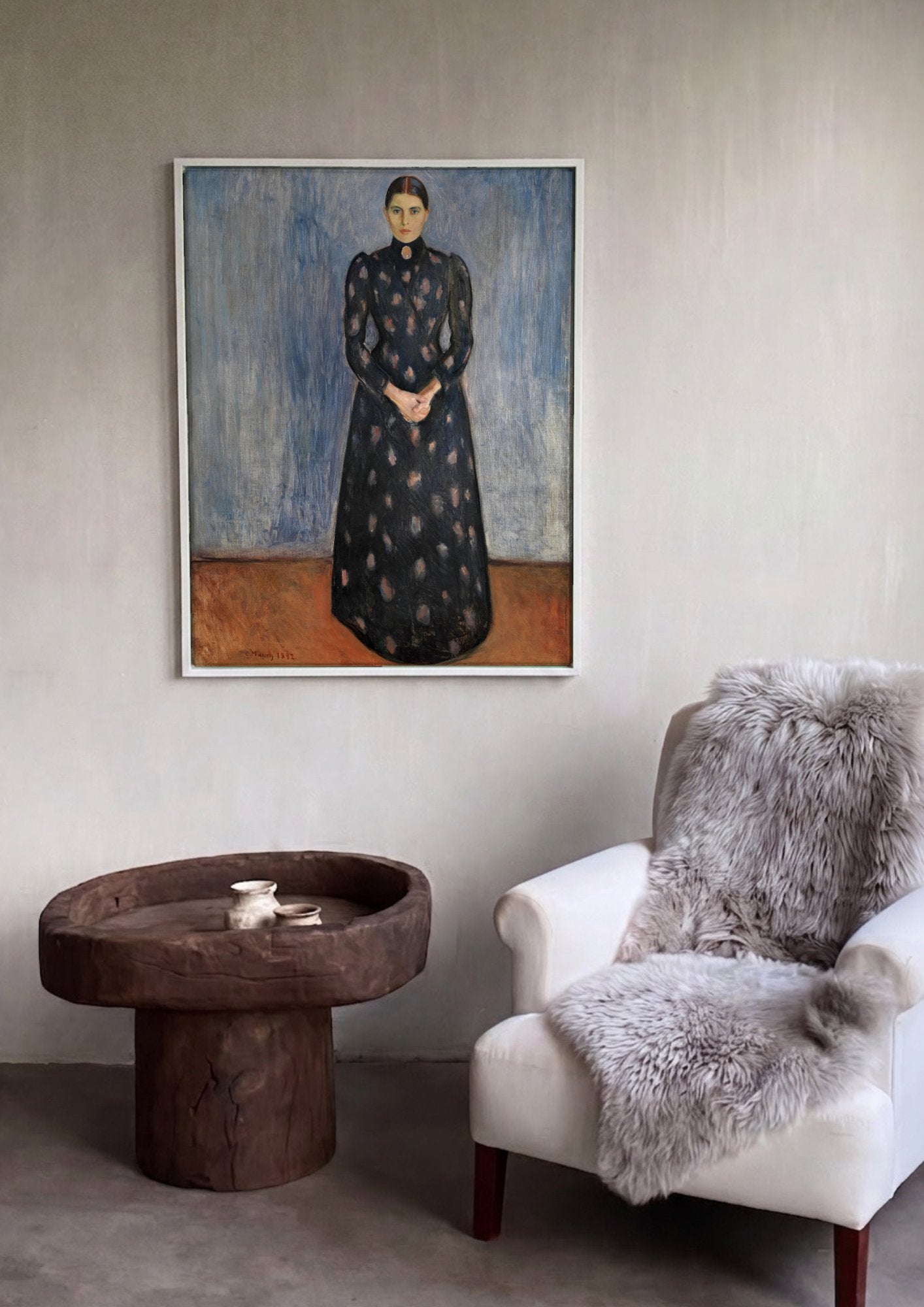 Quadro Decorativo A Senhora em Preto - Edvard Munch em ambiente decorado