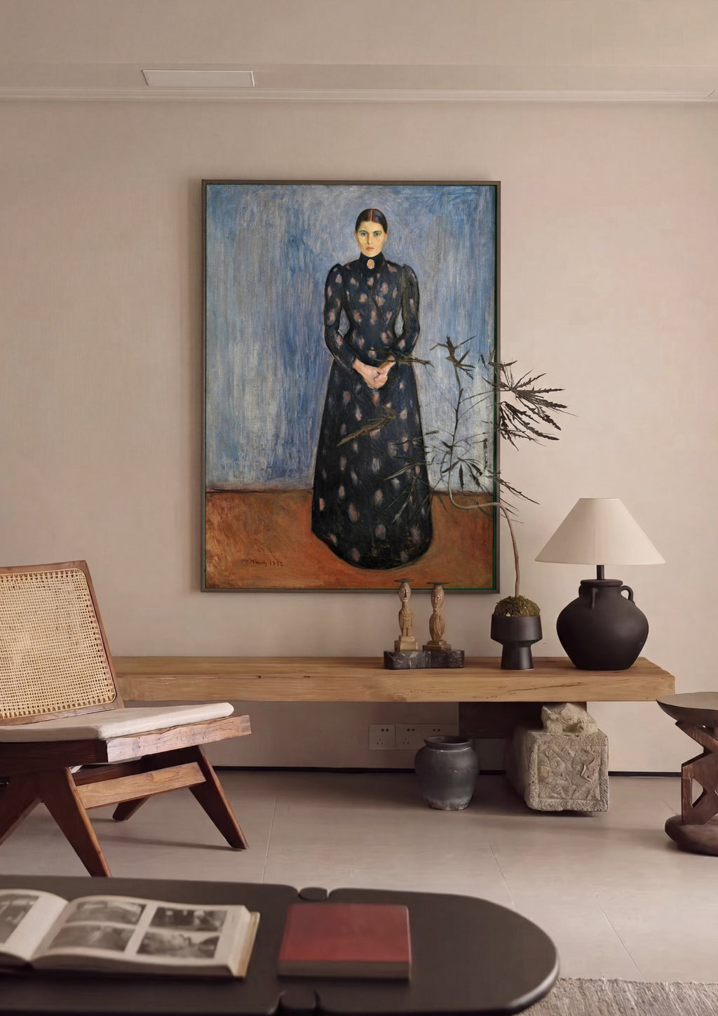 Quadro Decorativo A Senhora em Preto - Edvard Munch em ambiente decorado