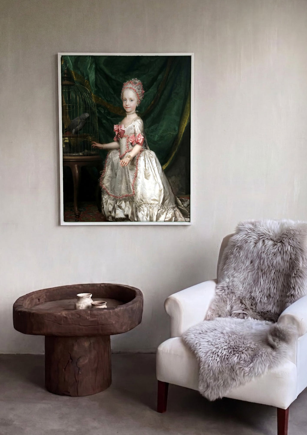 Quadro Decorativo A Infanta Maria Josefa - Anton Raphael Mengs em ambiente decorado