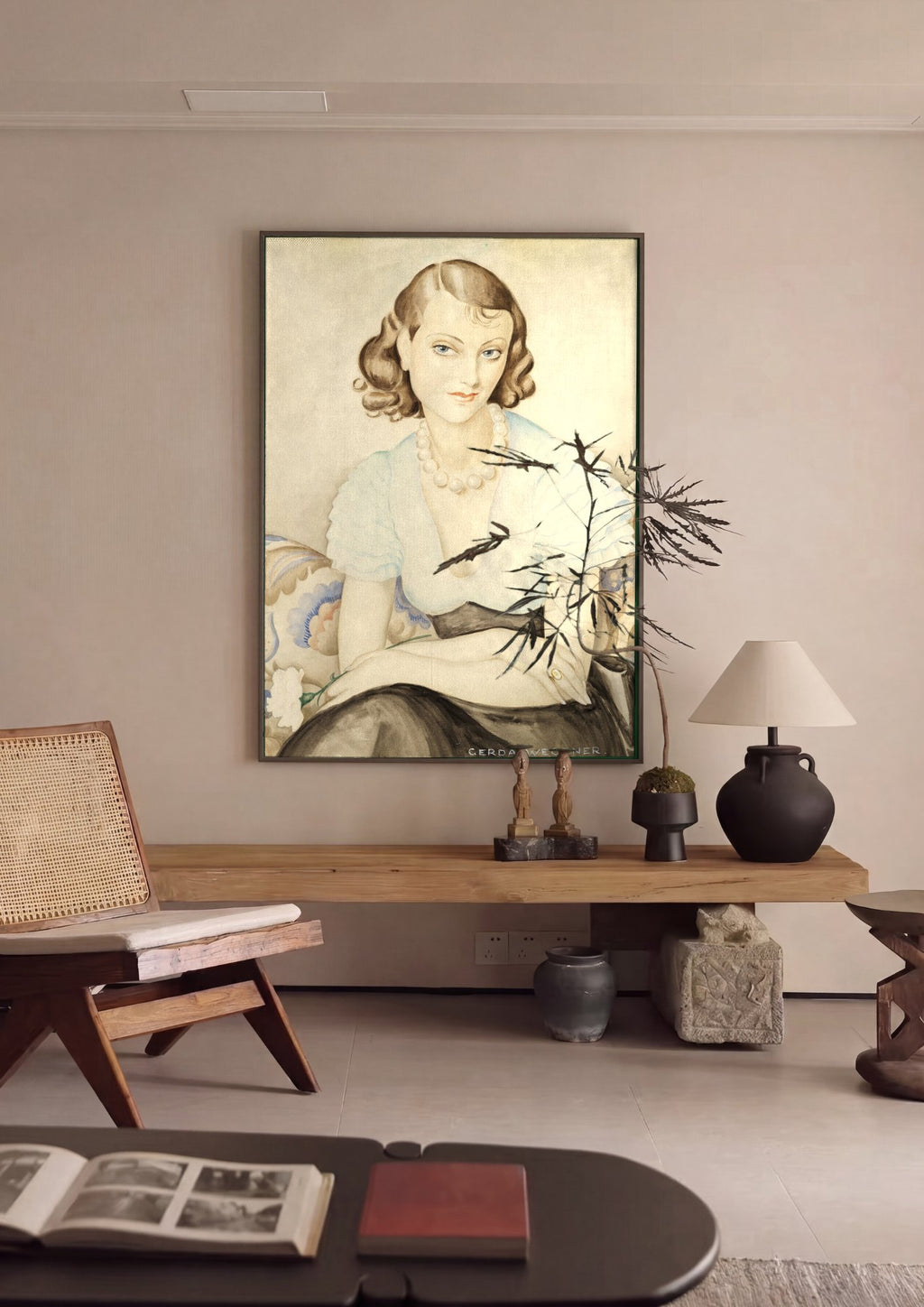 Quadro Decorativo Retrato Feminino Elegante - Gerda Wegener em ambiente decorado