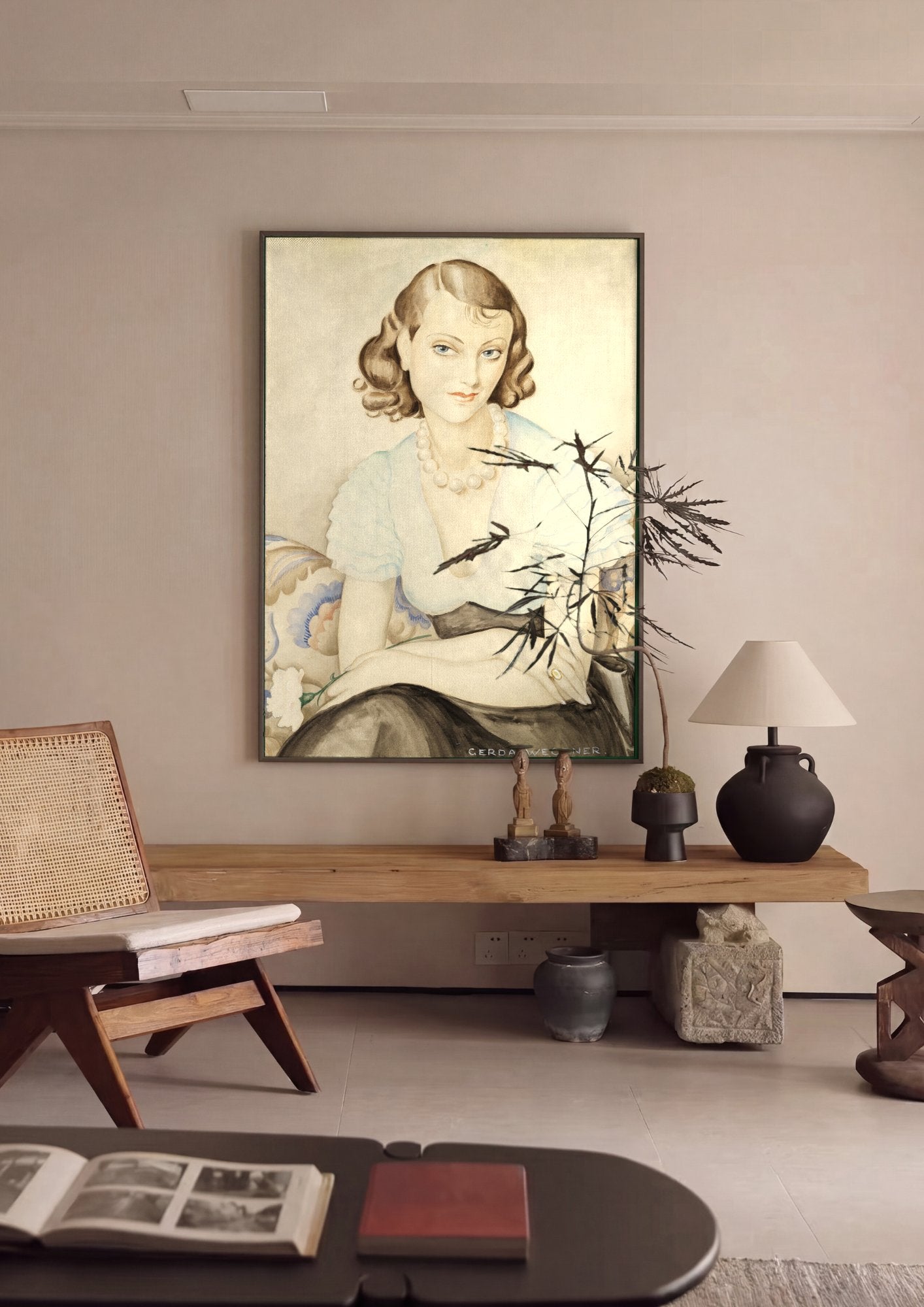 Quadro Decorativo Retrato Feminino Elegante - Gerda Wegener em ambiente decorado