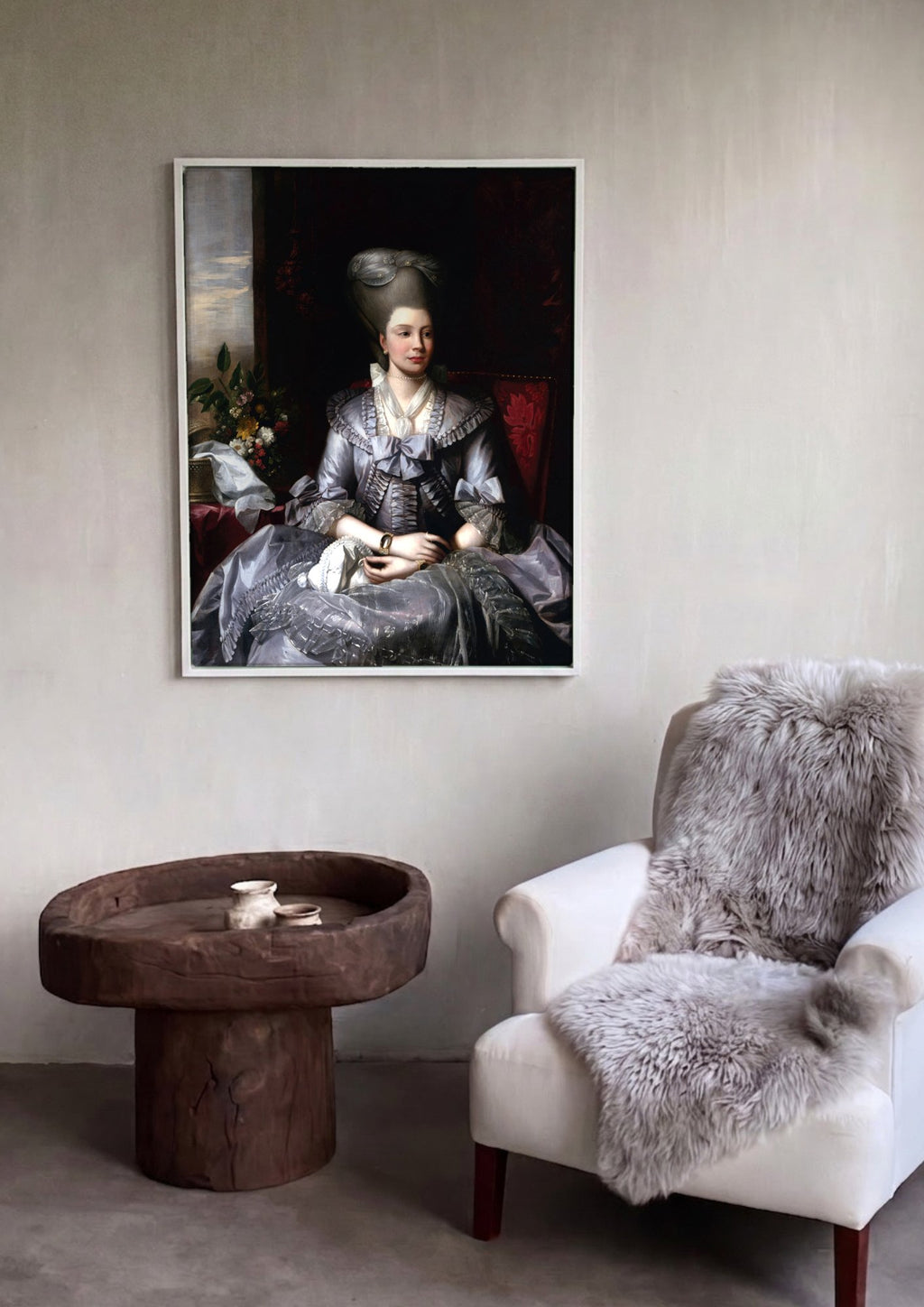 Quadro Decorativo Retrato Feminino Elegante - Benjamin West em ambiente decorado