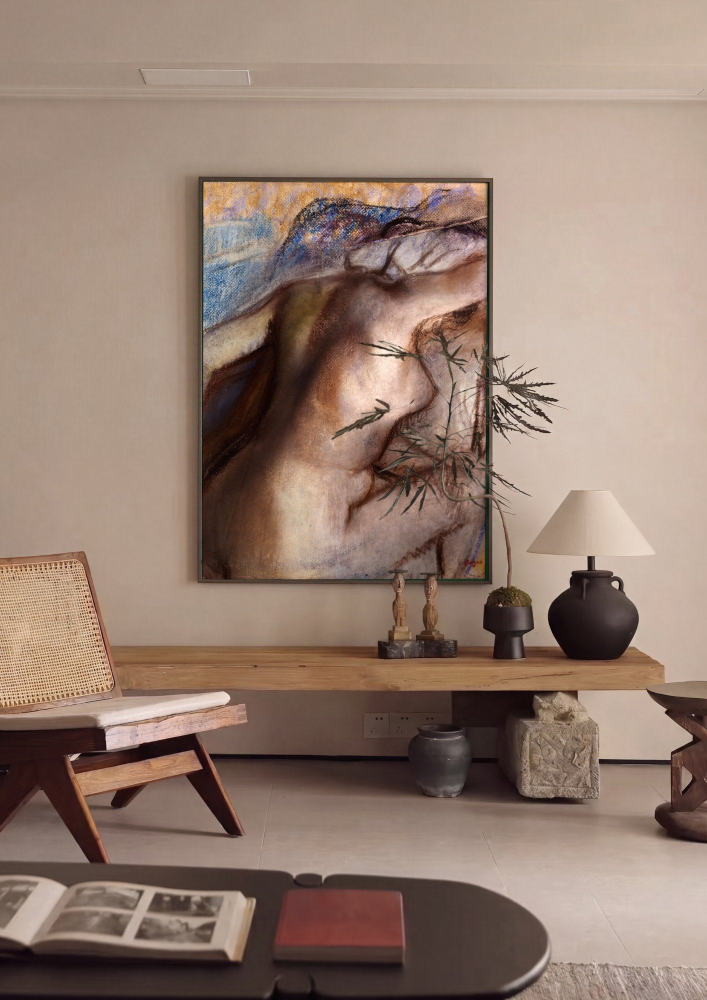 Quadro Decorativo Nu Feminino - Edgar Degas em ambiente decorado