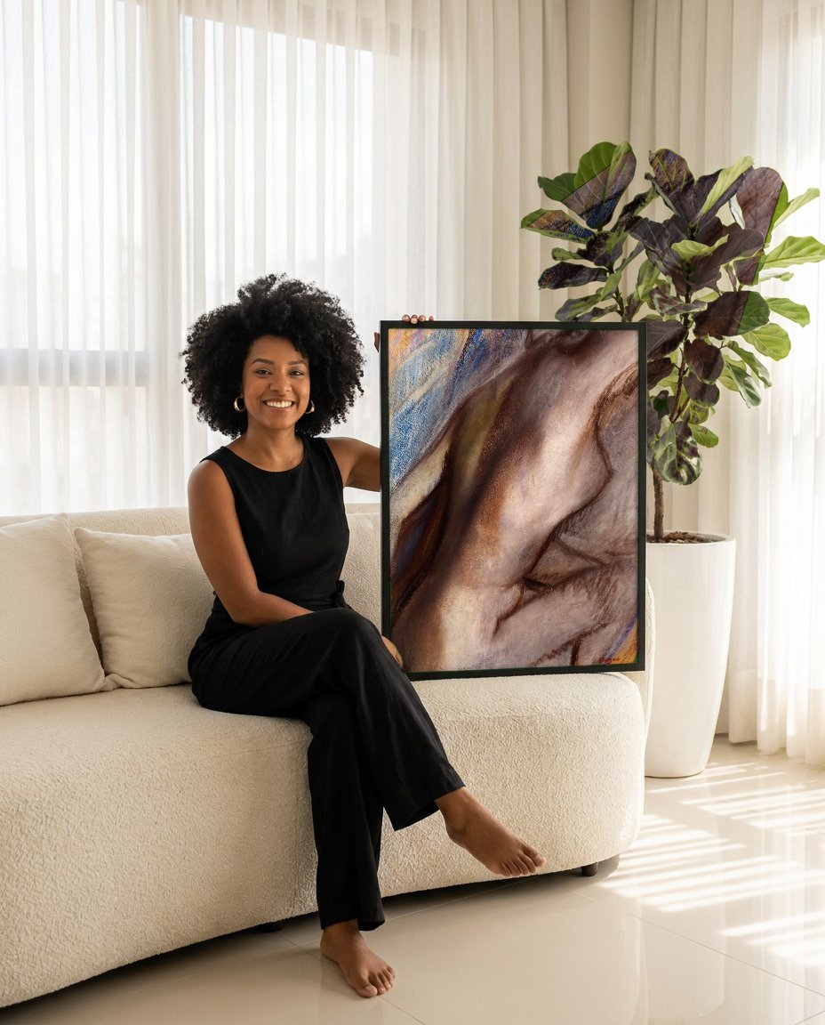 Quadro Decorativo Nu Feminino - Edgar Degas com modelo em ambiente