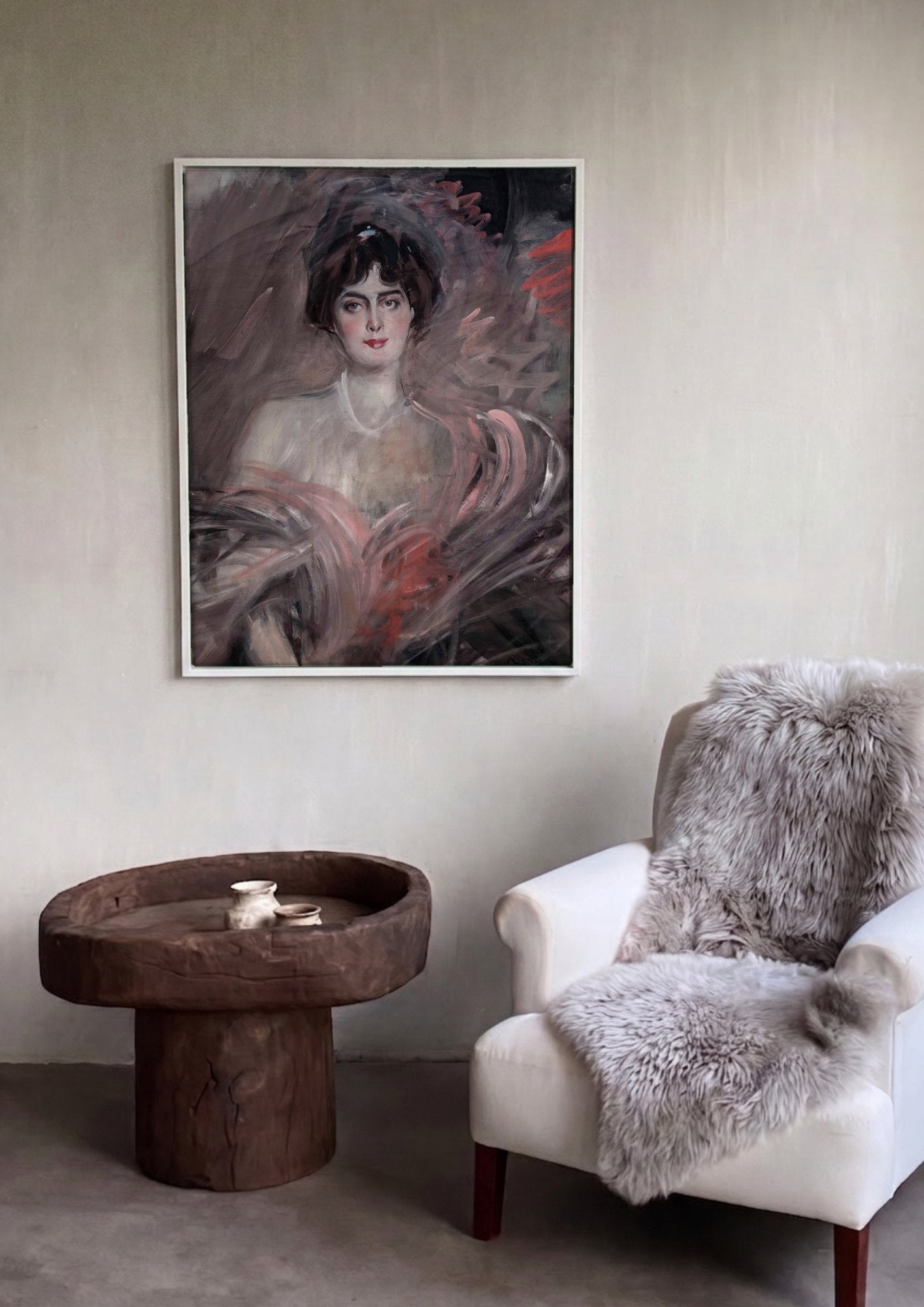 Quadro Decorativo Retrato Feminino Elegante - Boldini em ambiente decorado