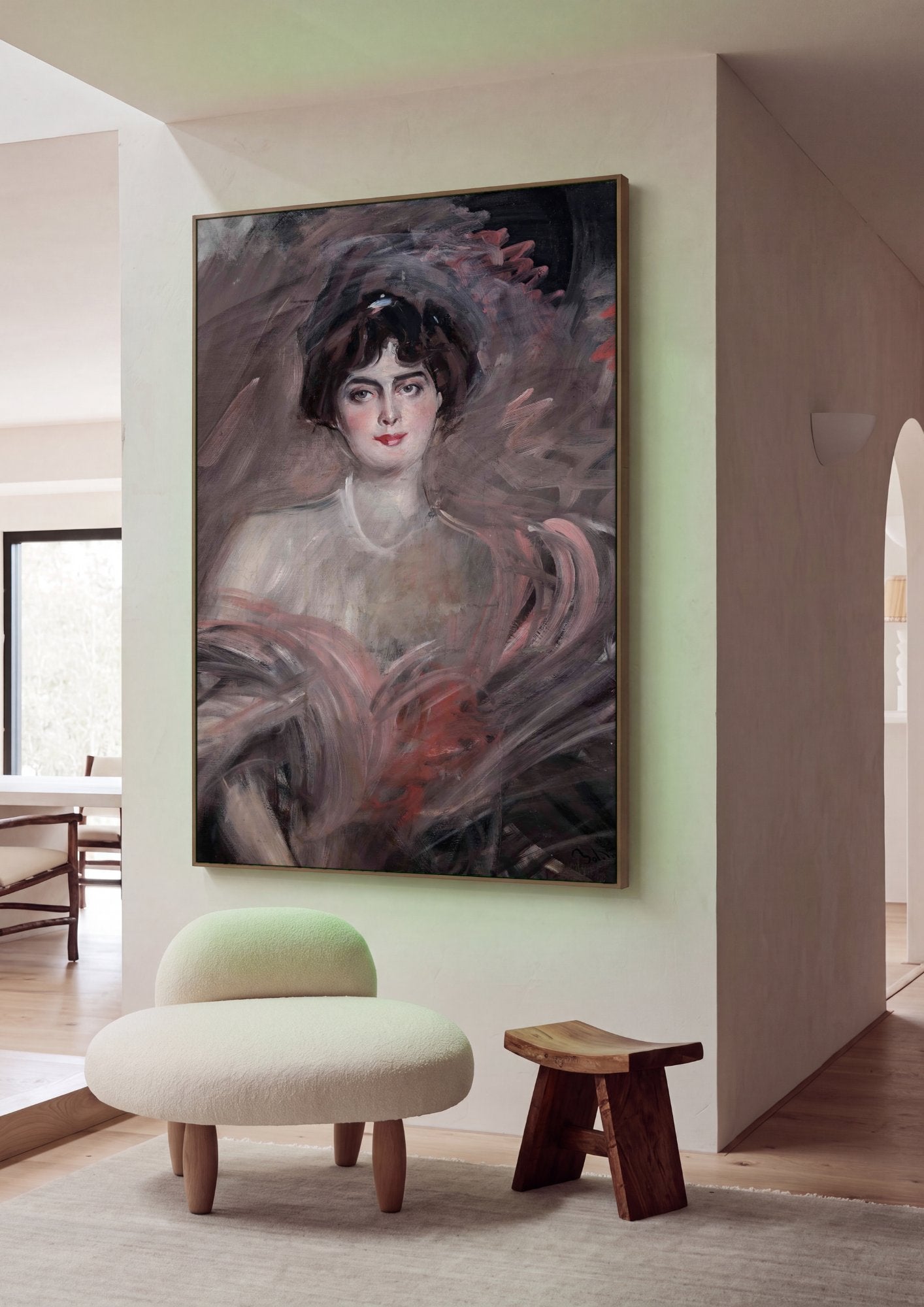 Quadro Decorativo Retrato Feminino Elegante - Boldini em ambiente decorado