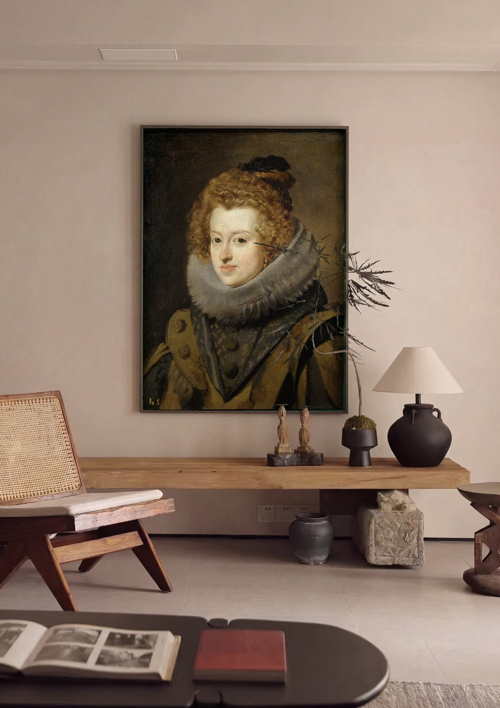 Quadro Decorativo Retrato de Dama - Diego Velázquez em ambiente decorado