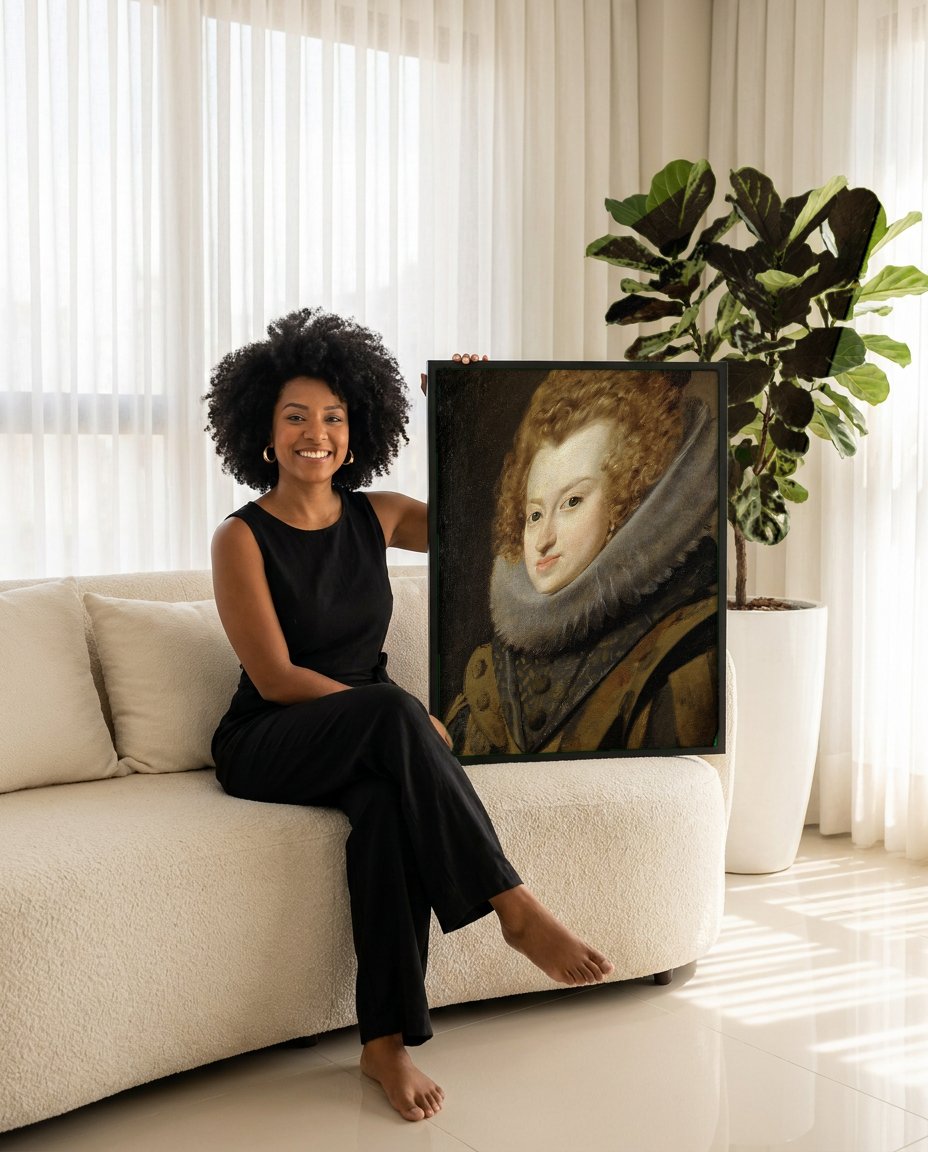 Quadro Decorativo Retrato de Dama - Diego Velázquez com modelo em ambiente