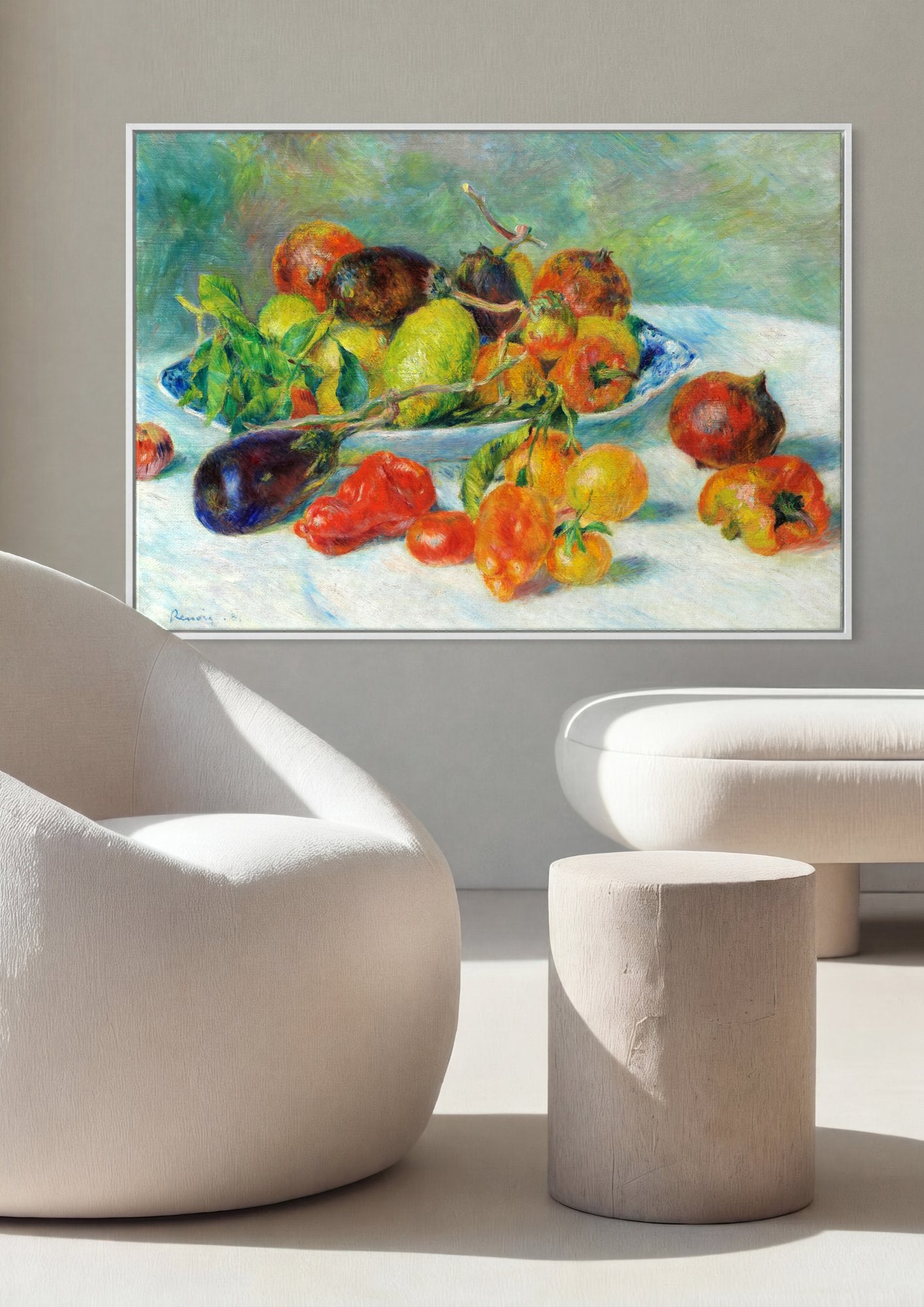 Quadro Decorativo Cesta de Frutas e Legumes - Renoir em ambiente decorado
