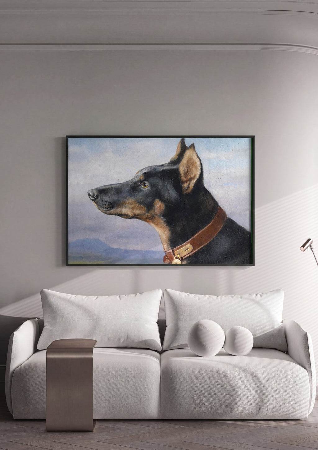Quadro Decorativo Cão Doberman - Carl Reichert em ambiente decorado